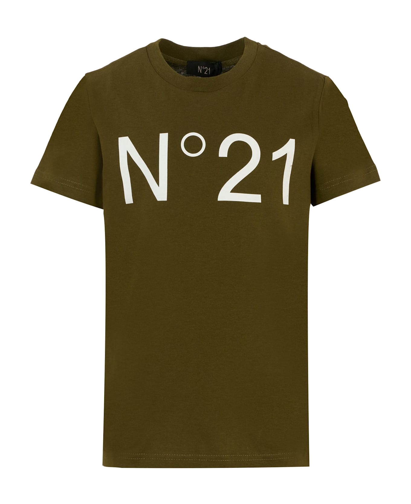 N.21 Green T-shirt For Kids With Logo - Green