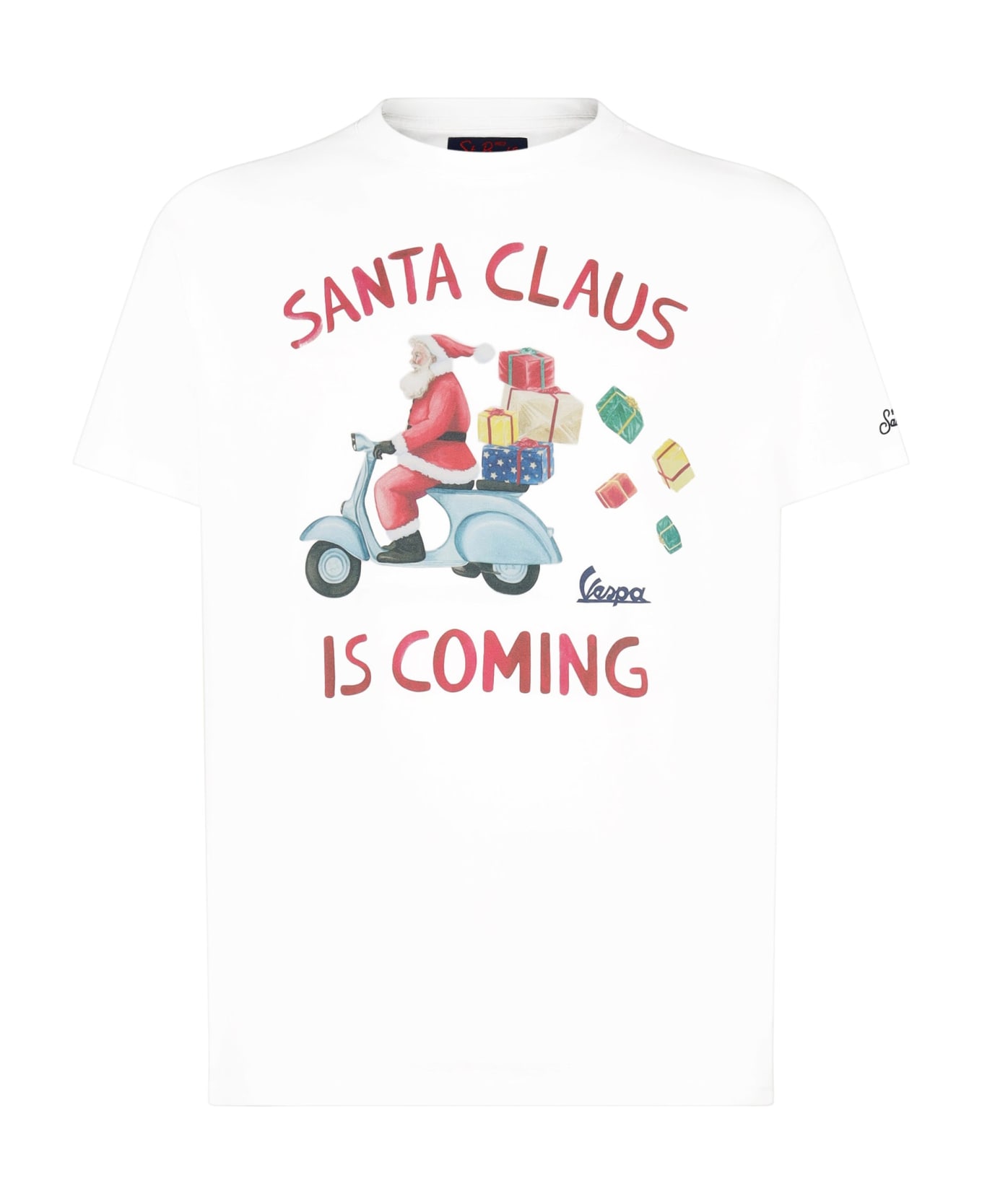 MC2 Saint Barth T-shirt Man Santa Claus Is Coming Print - Vespa Special Edition® - WHITE