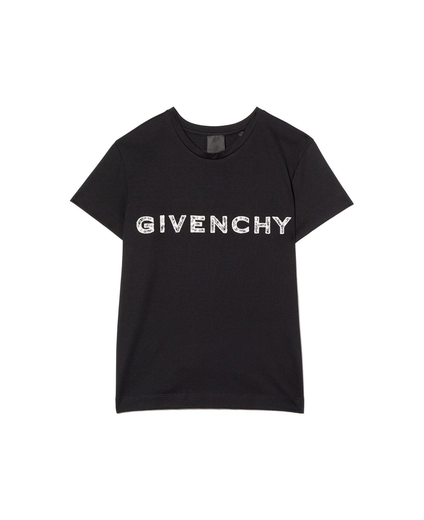 Givenchy  Girls Black Cotton T-shirt With Logo - Black