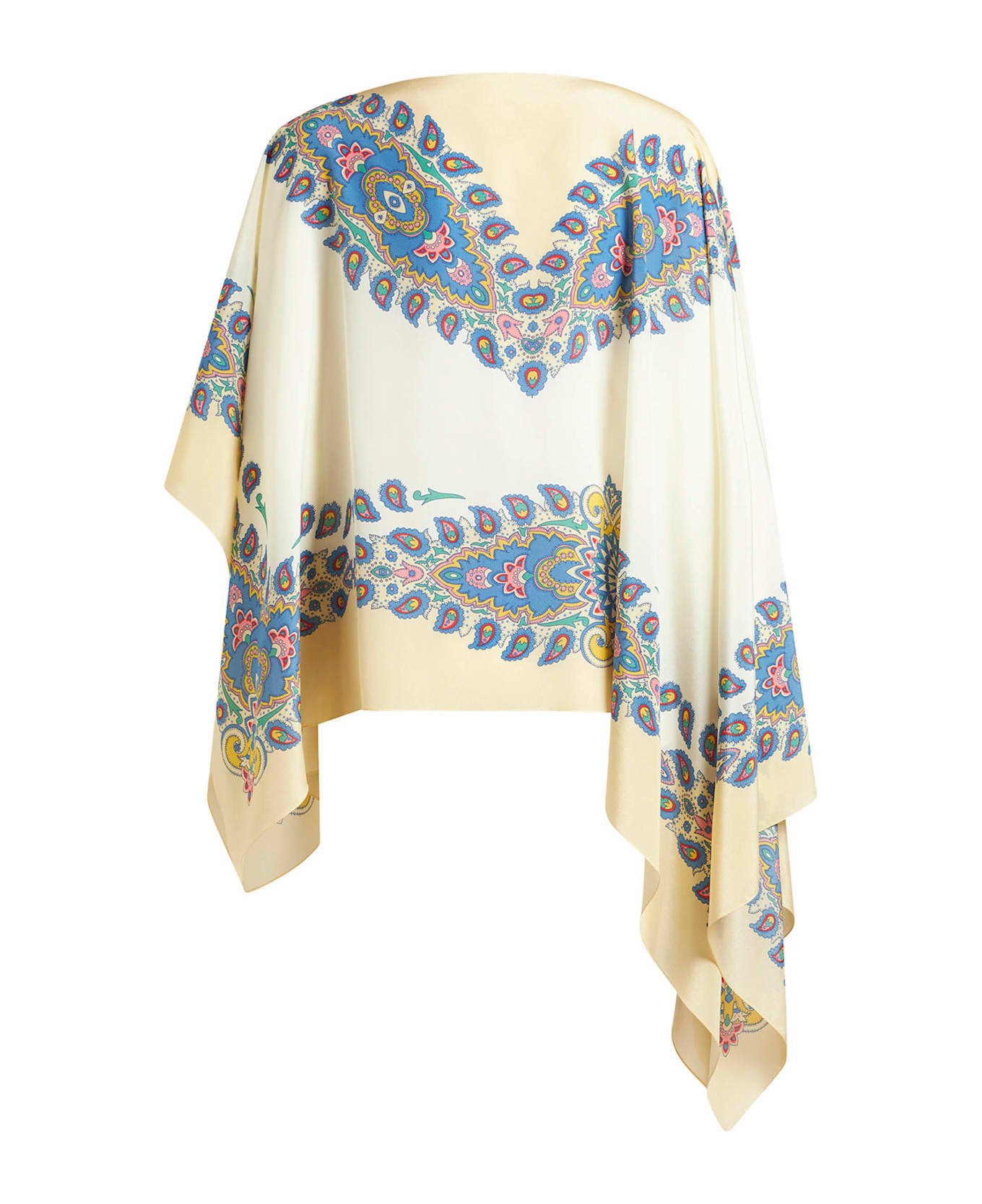 Etro Paisley Printed Asymmetric Poncho - White