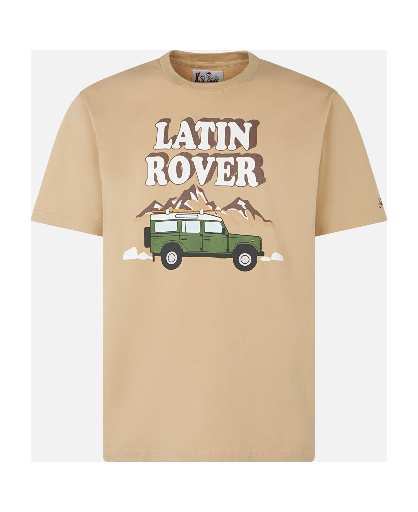 MC2 Saint Barth Man Heavy Cotton T-shirt With Latin Rover Print - BROWN