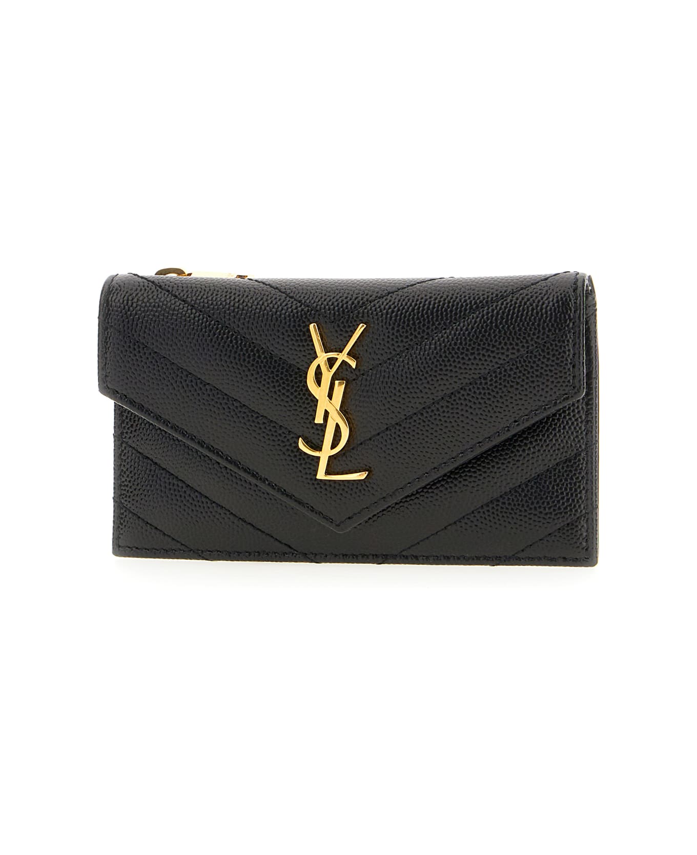 Saint Laurent Black Leather Card Holder - Nero