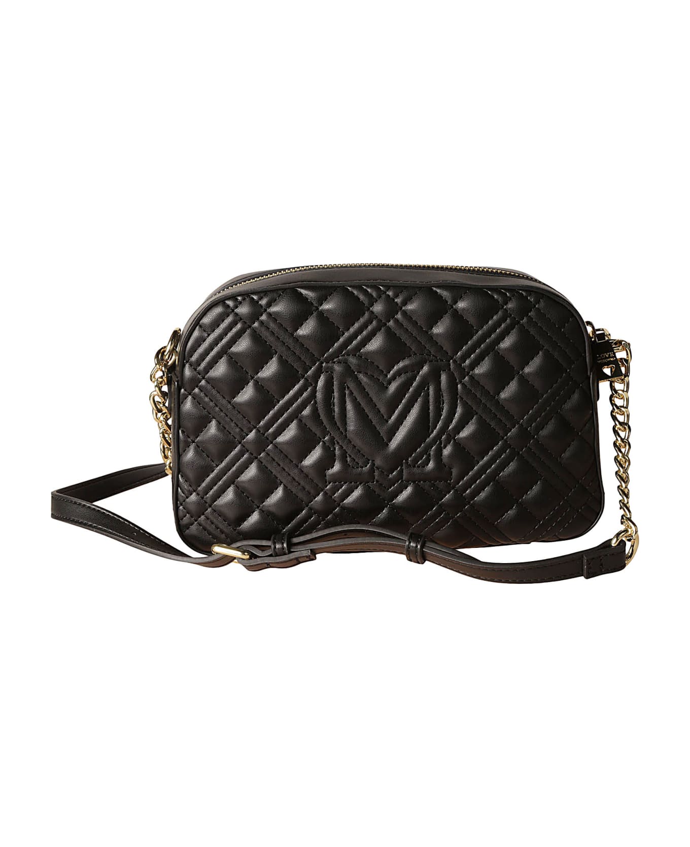 Love Moschino Top Zip Quilted Chain Shoulder Bag - Black