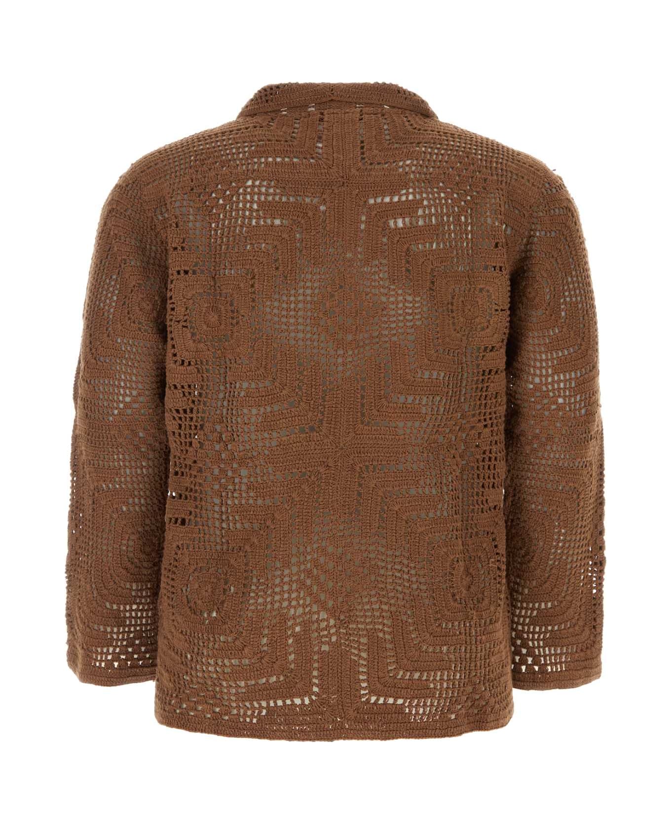 Bode Brown Crochet Shirt - BROWN