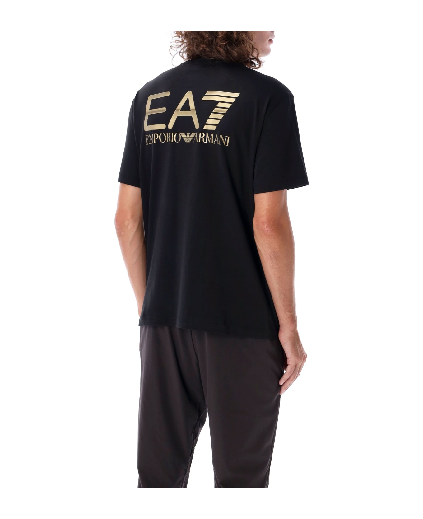 EA7 Logo Print T-shirt - BLACK