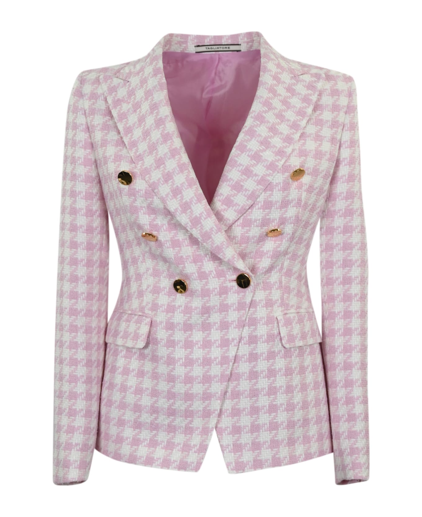 Tagliatore J-alicya Double-breasted Jacket In Pink And White - Rosa/bianco