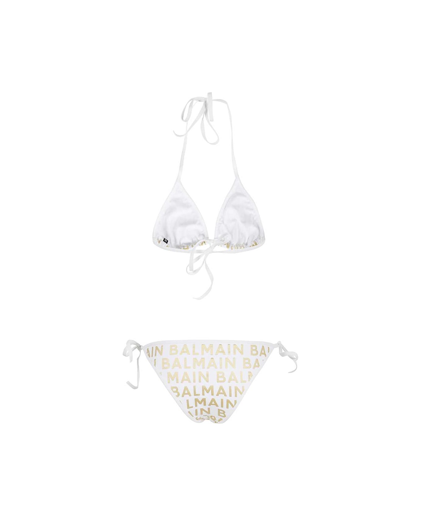 Balmain Triangle Bra Bikini - White