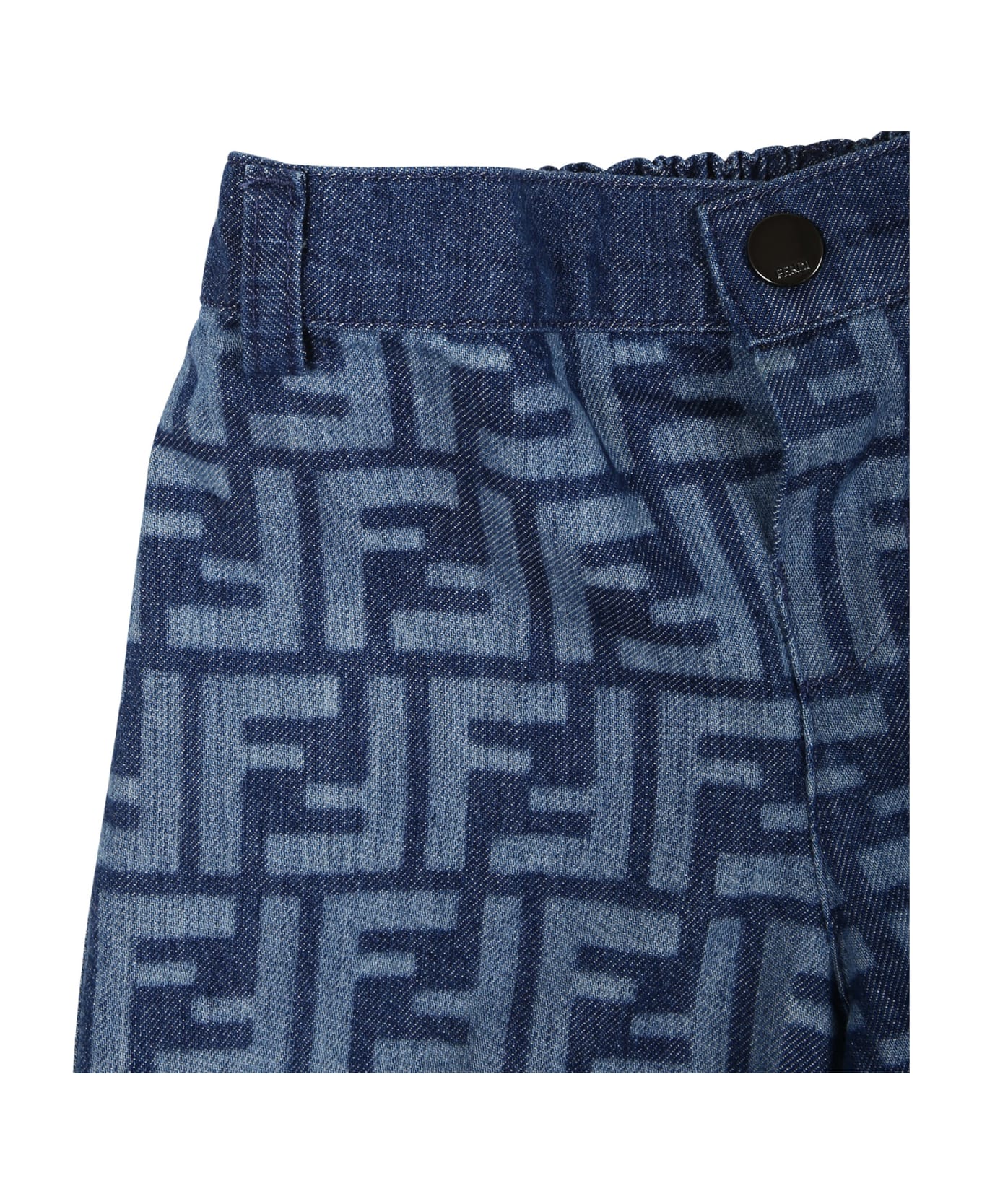 Fendi Blue Shorts For Baby Boy With Ff - Denim