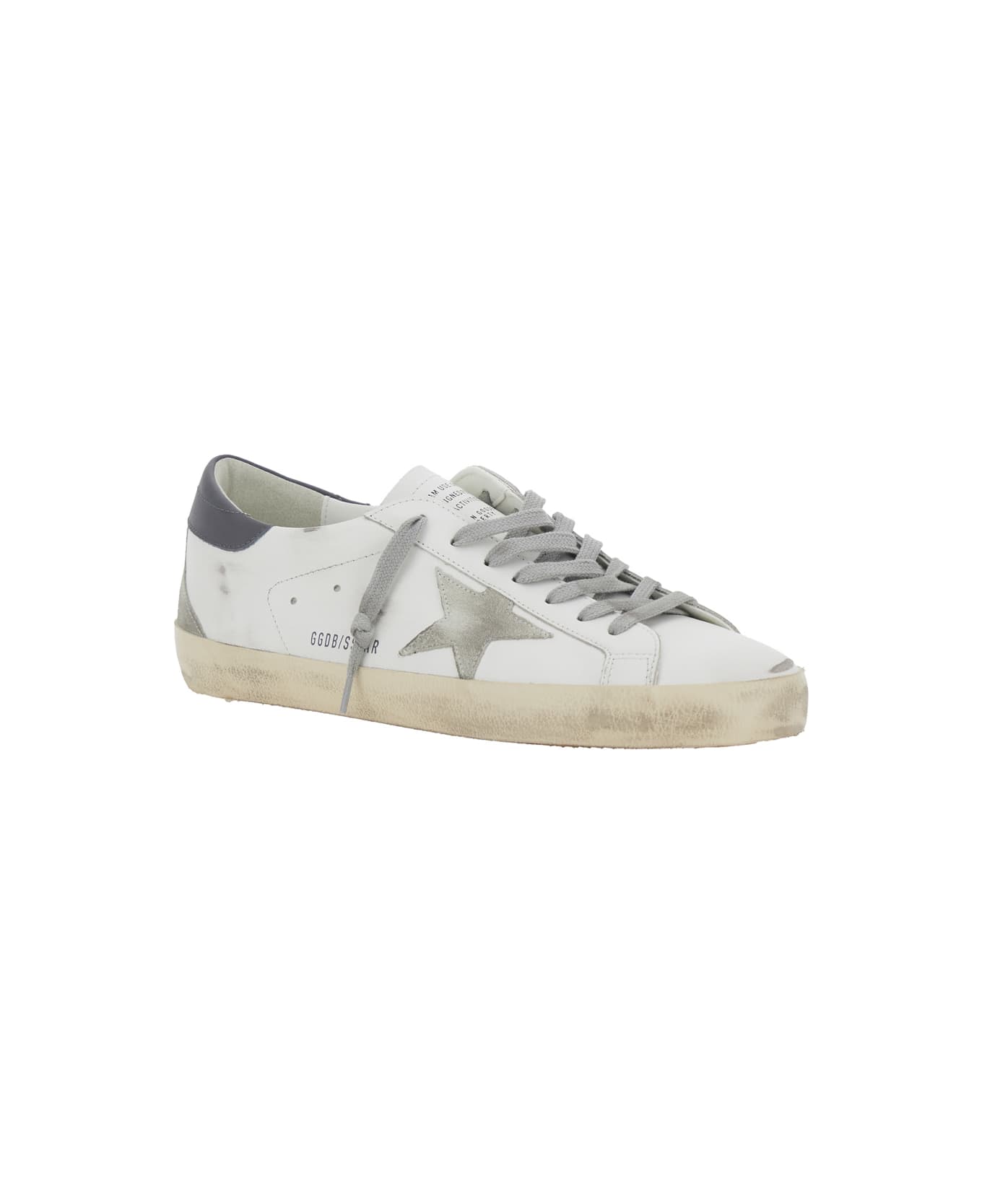 Golden Goose Super Star Leather Upper And Heel Suede Star And Spur - White