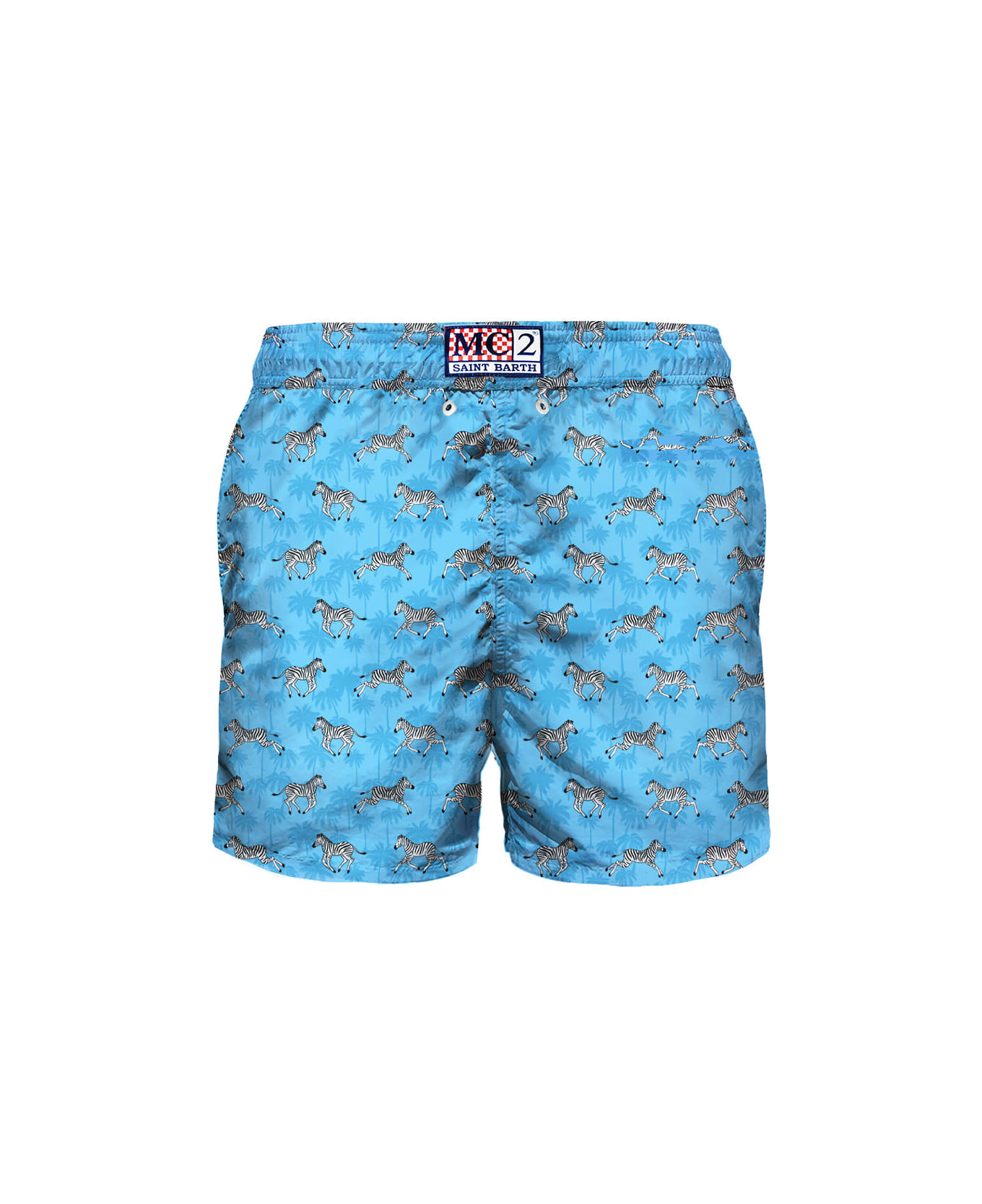 MC2 Saint Barth Man Light Fabric Swim Shorts With Zebra Print - BLUE スイムトランクス