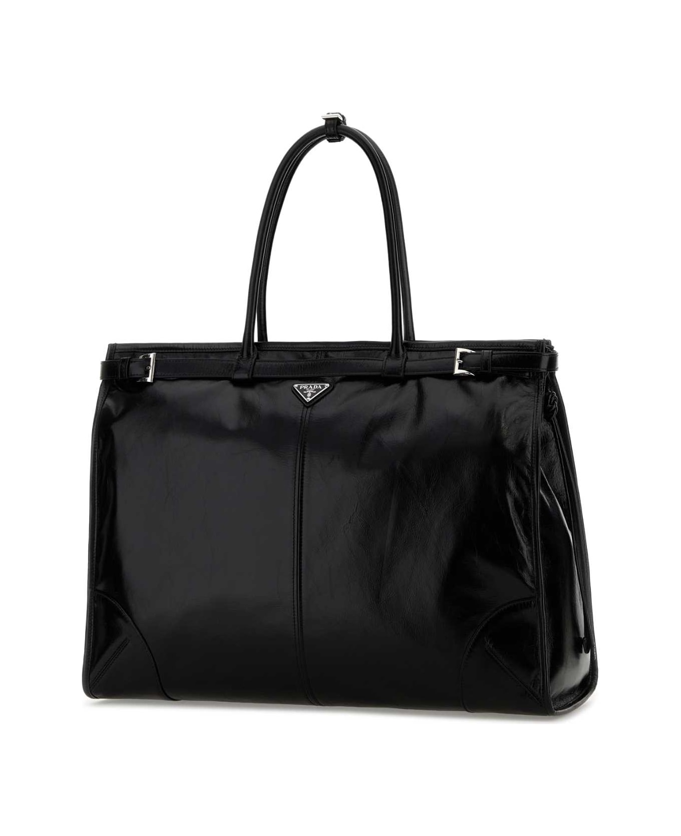 Prada Black Leather Large Shopping Bag - NERO