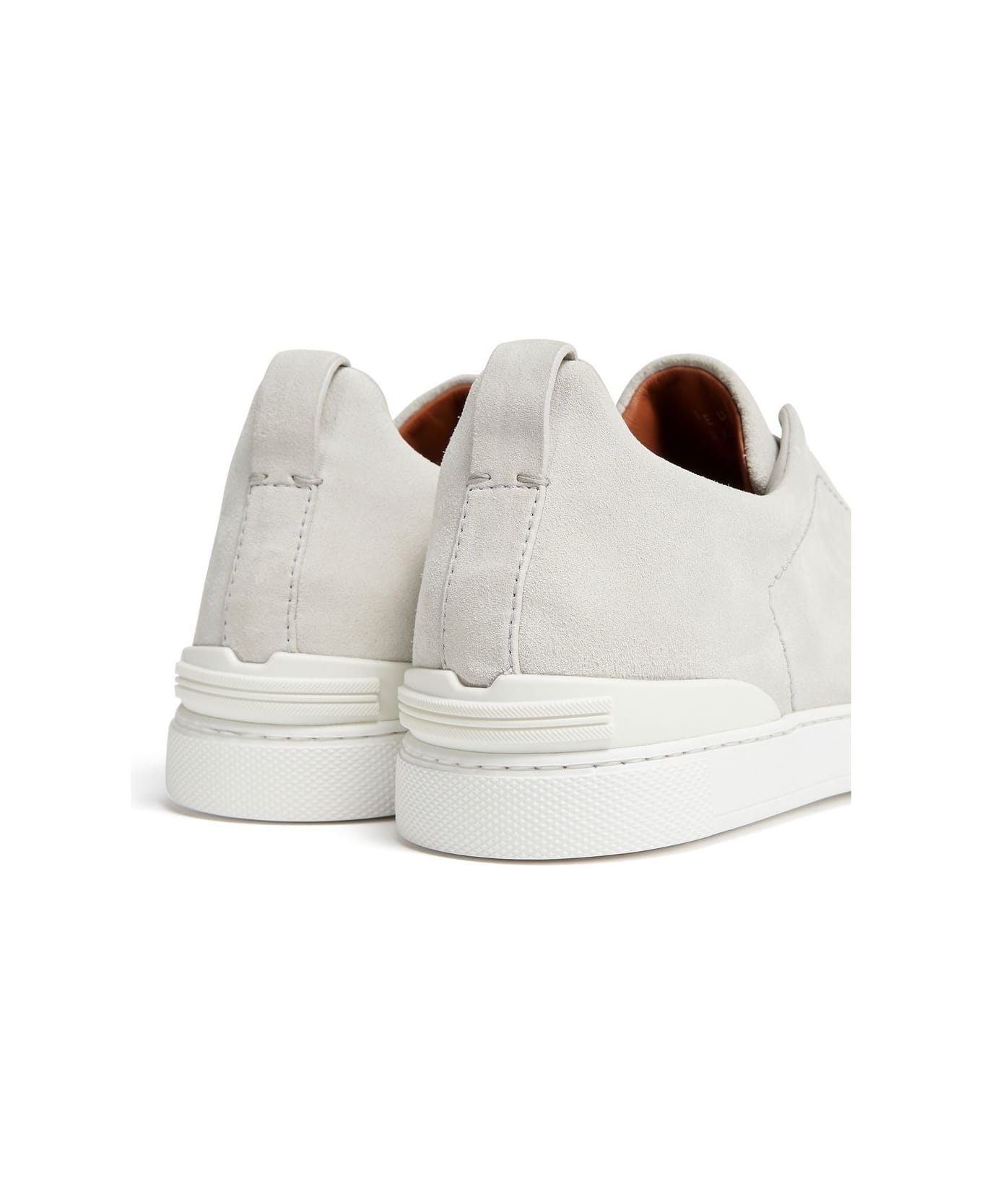 Zegna Triple Stitch Sneakers In White Suede - White