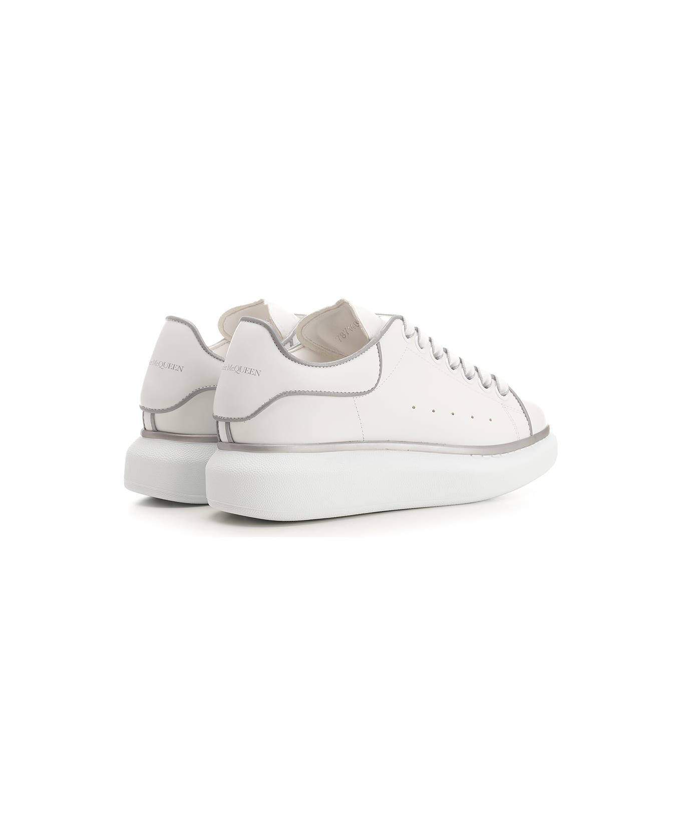 Alexander McQueen White Oversized Sneakers With Silver Piping - White