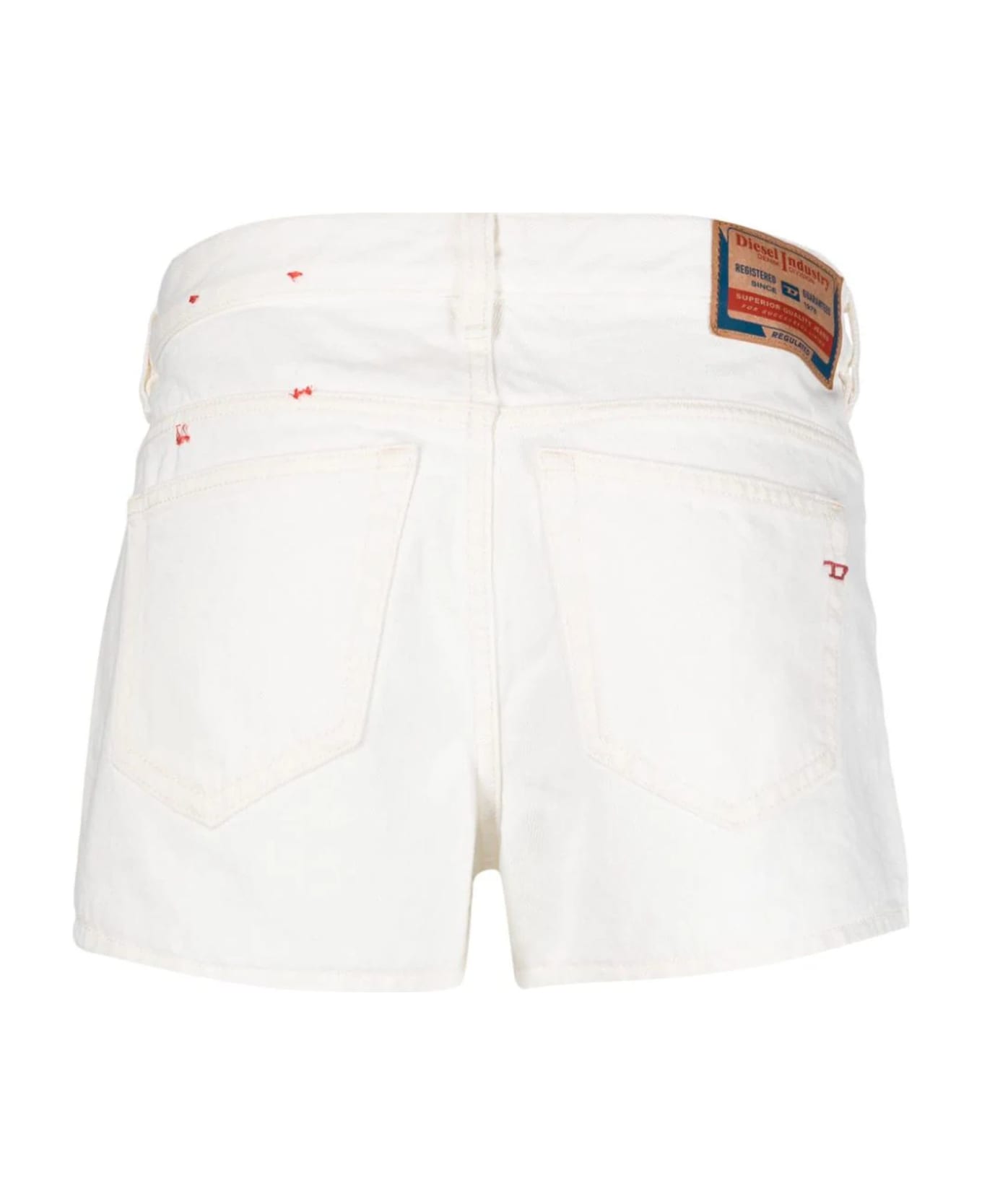 Diesel White Cotton De-yuba Denim Shorts - White