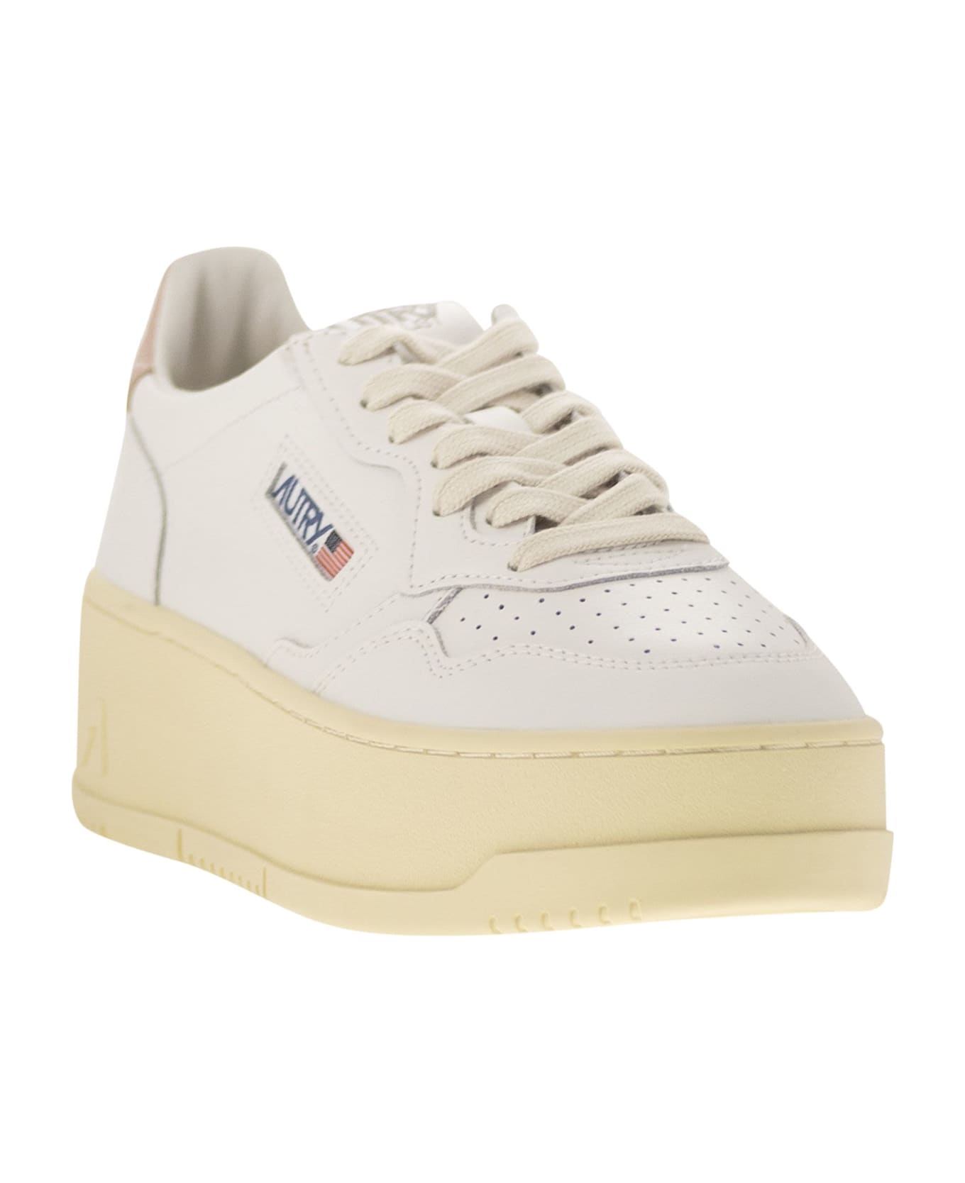 Autry Medalist Platform - Leather Trainers - White