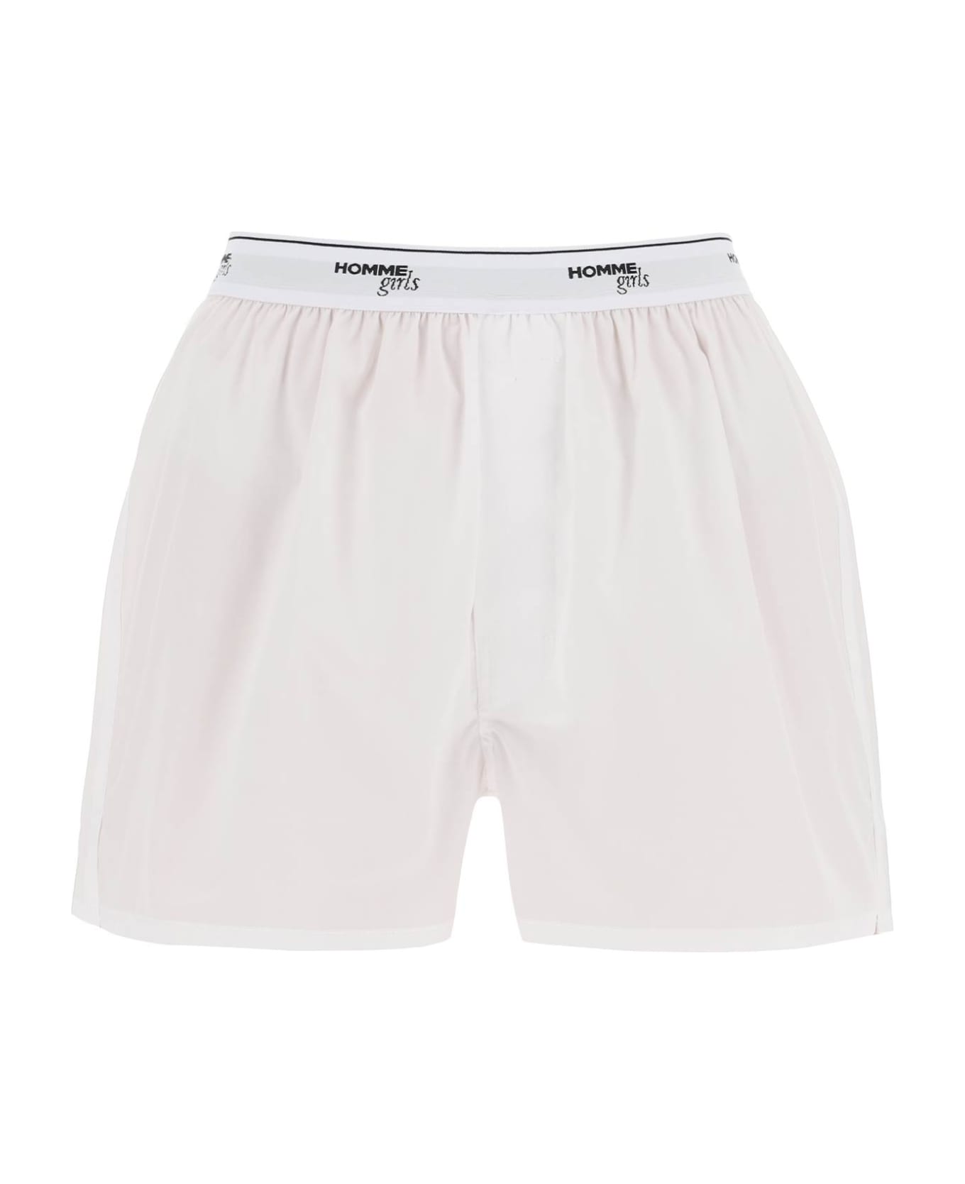 HommeGirls Cotton Boxer Shorts - WHITE (Light blue)