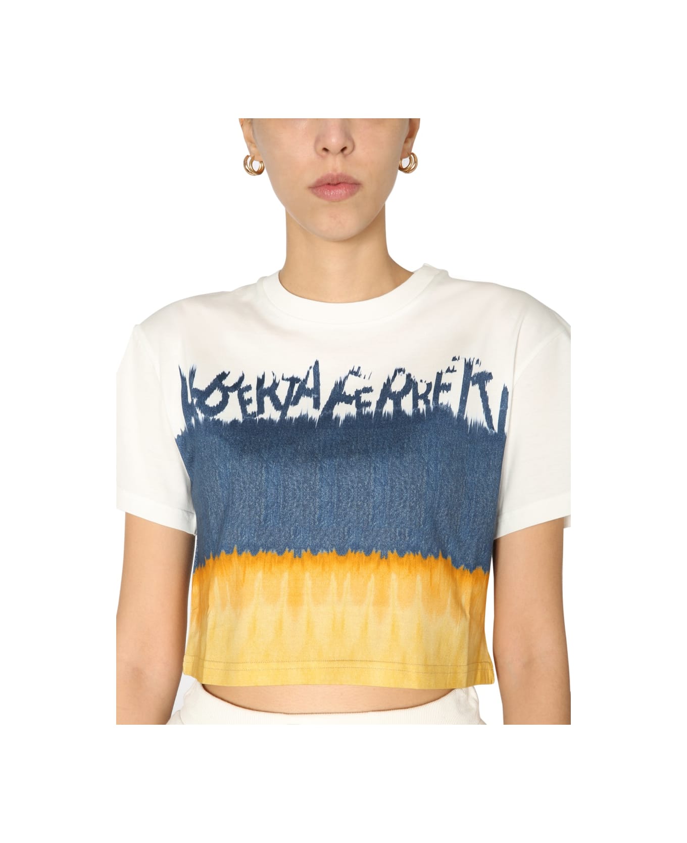 Alberta Ferretti Cropped Printed T-shirt - YELLOW Tシャツ