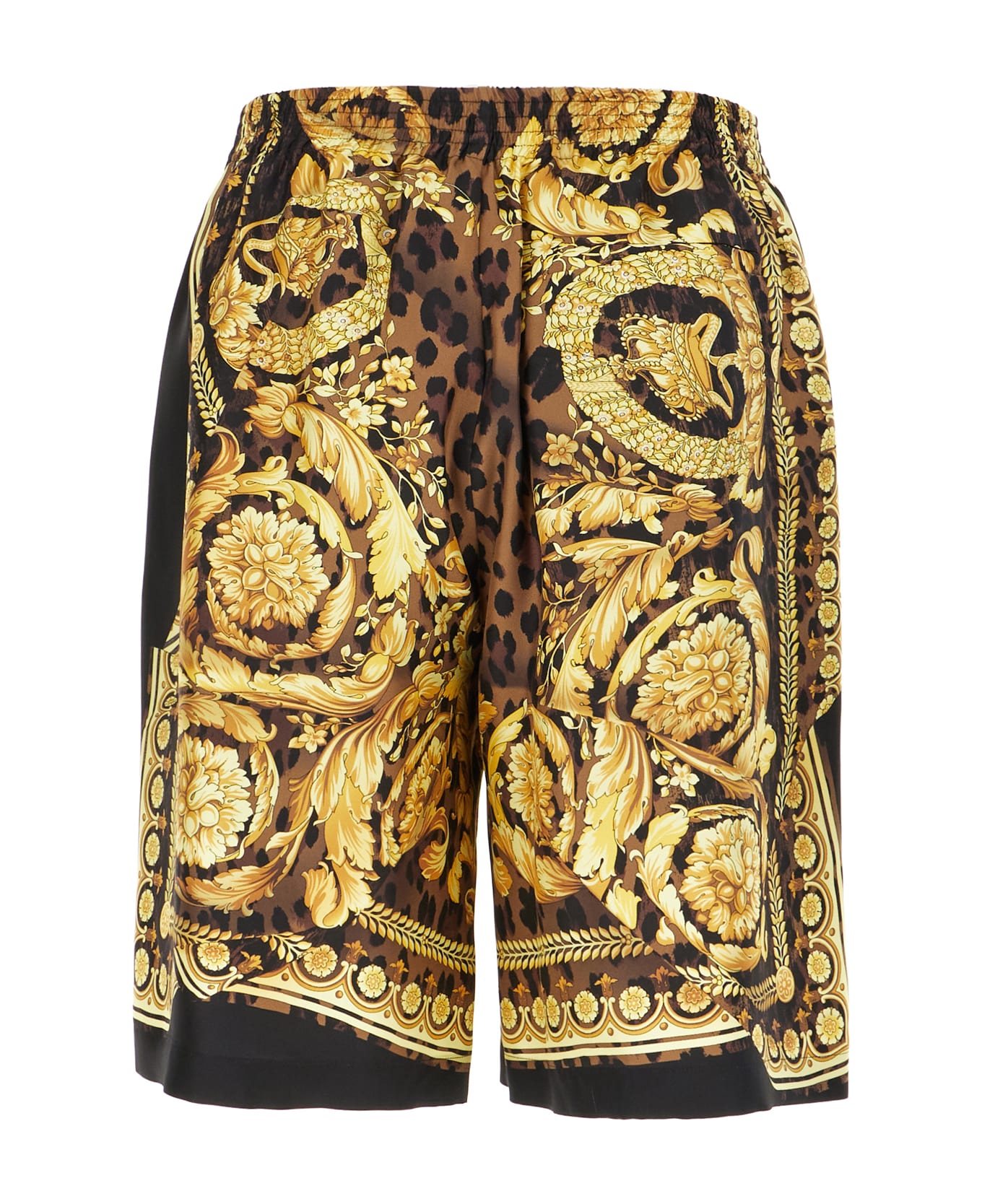 Versace Printed Silk Bermuda Shorts - CHESTNUT GOLD