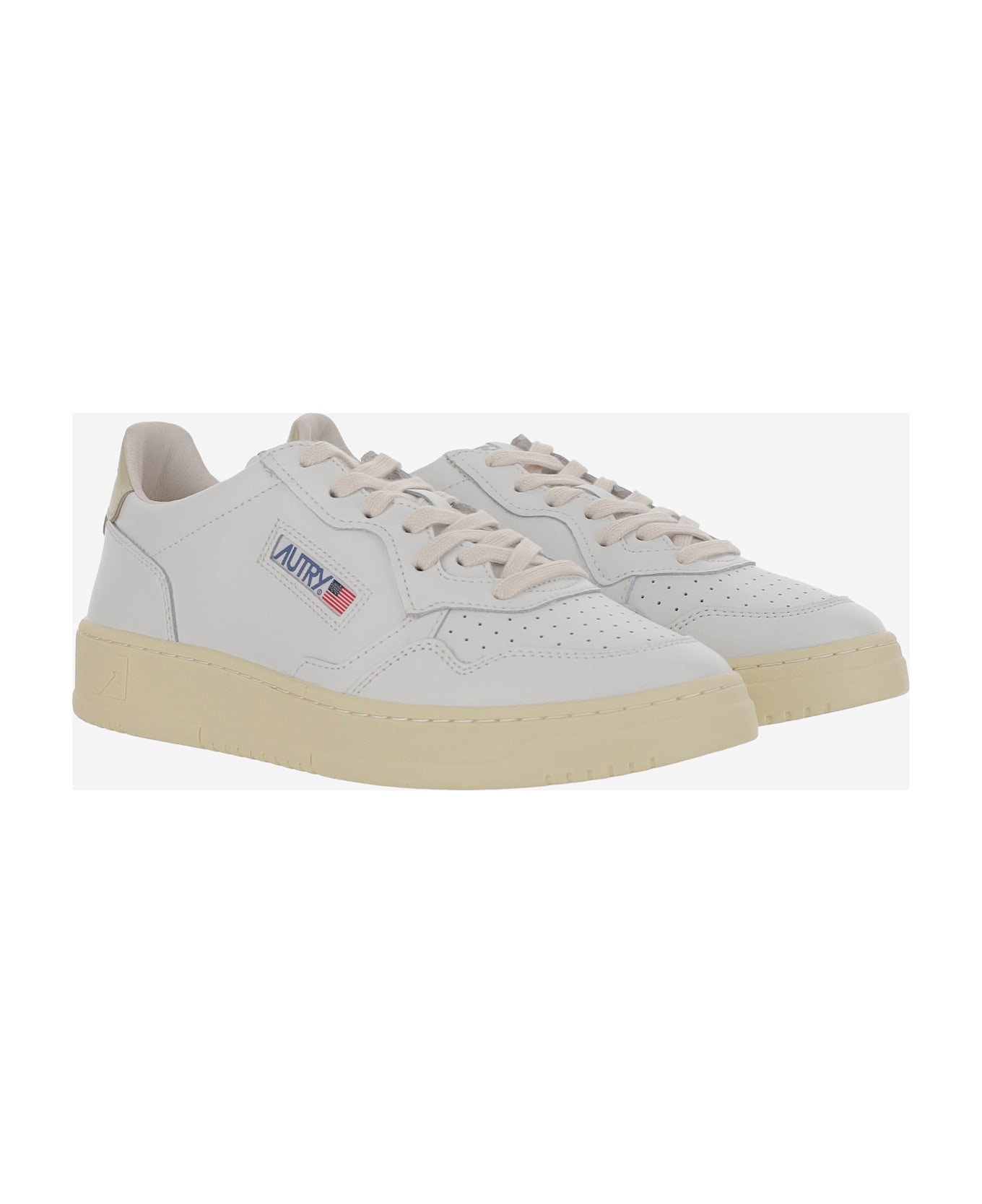 Autry Low Medalist Leather Sneakers - Beige