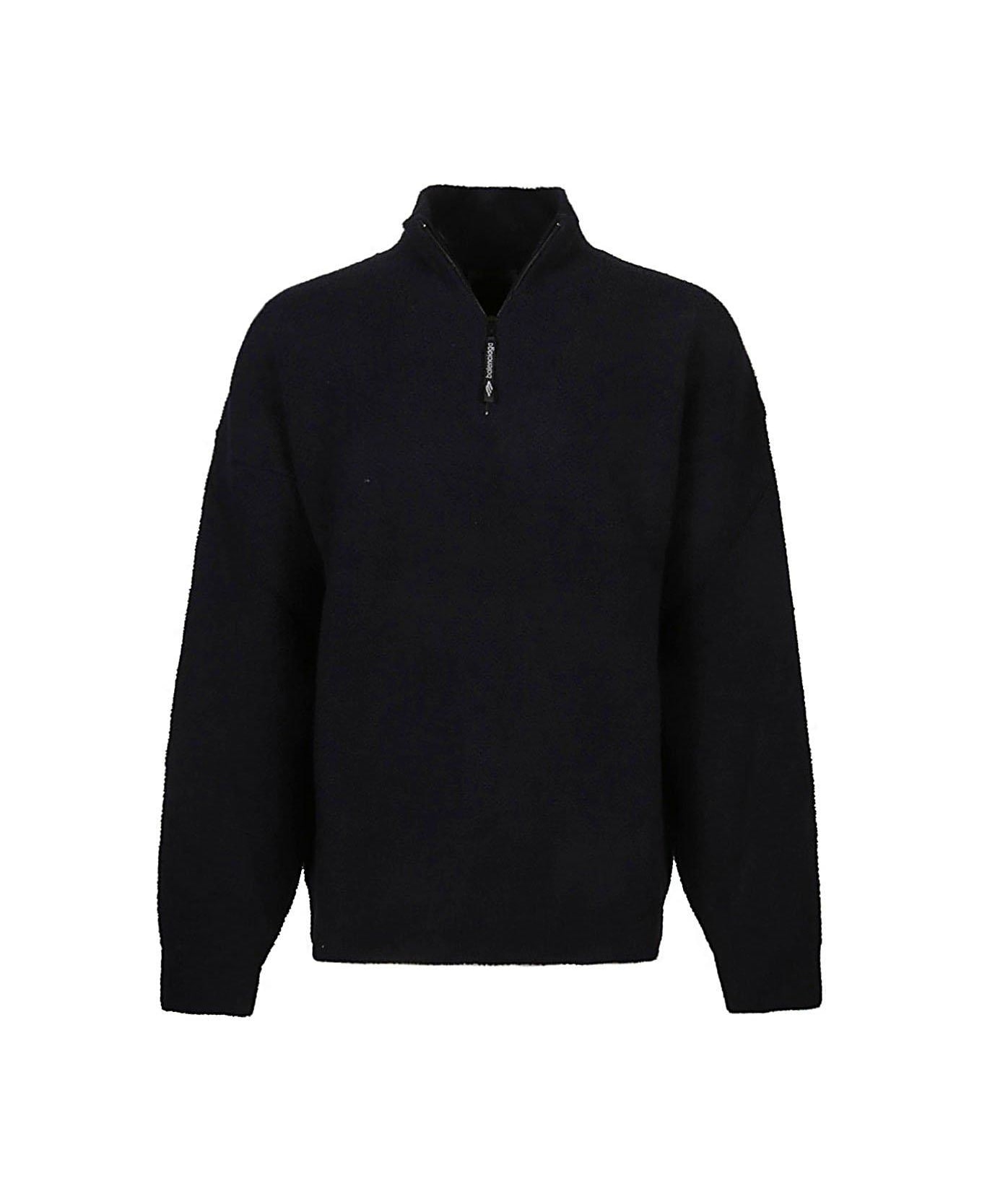 Balenciaga Quarter-zip Knit Sweater - BLACK ニットウェア