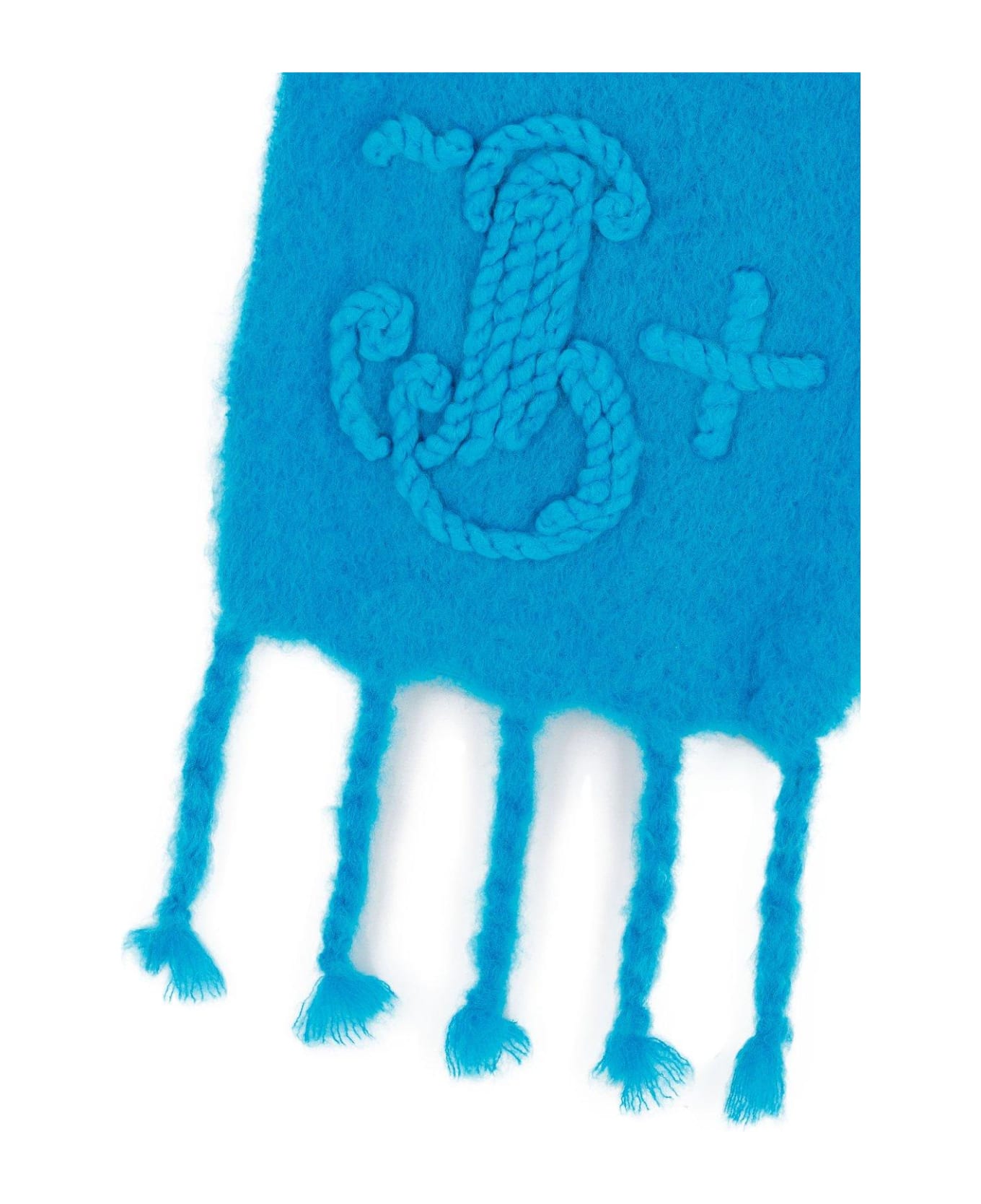 Jil Sander Logo Intarsia-knit Fringed Scarf - BLUE