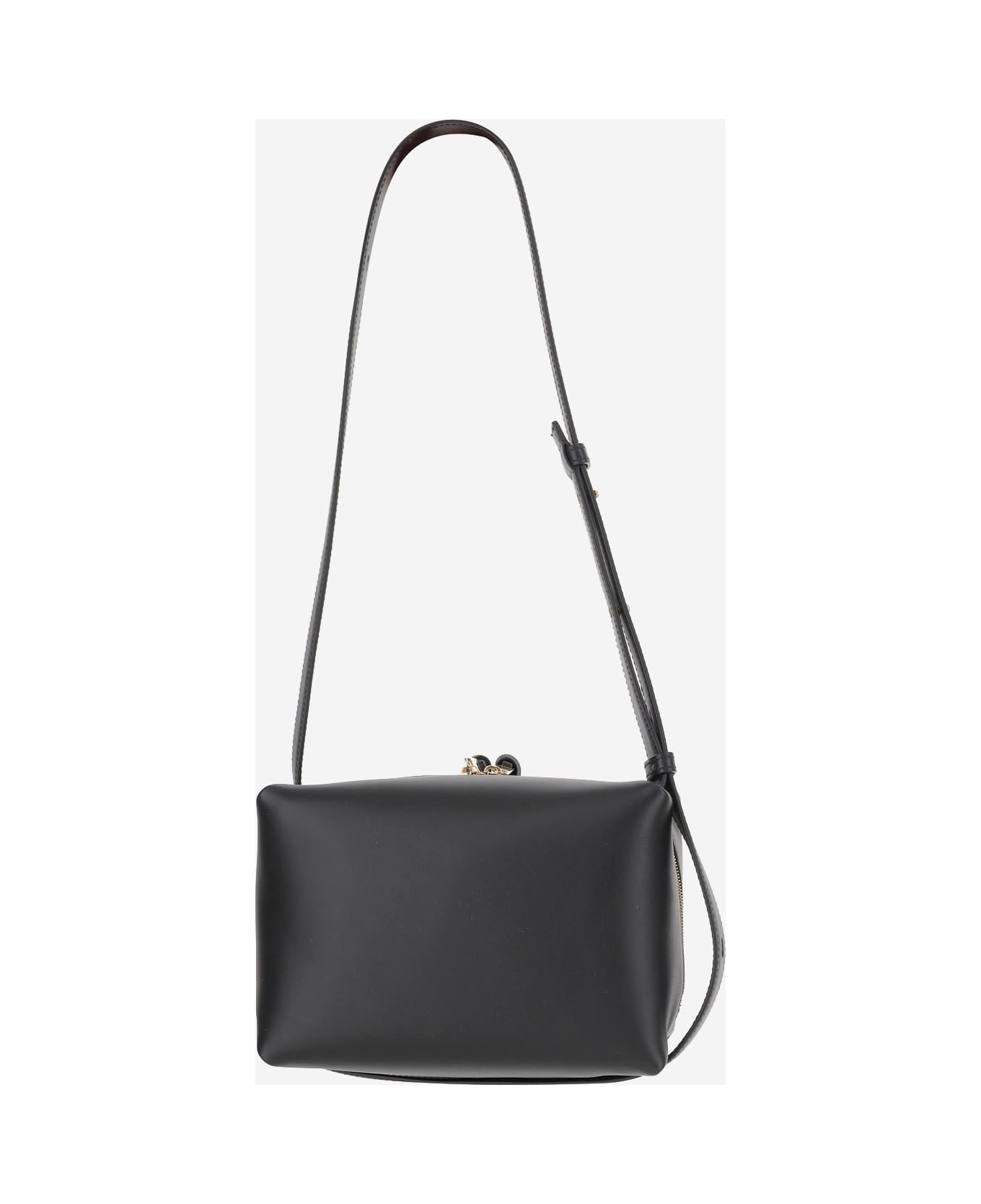 Jil Sander Leather Shoulder Bag With Logo - Black