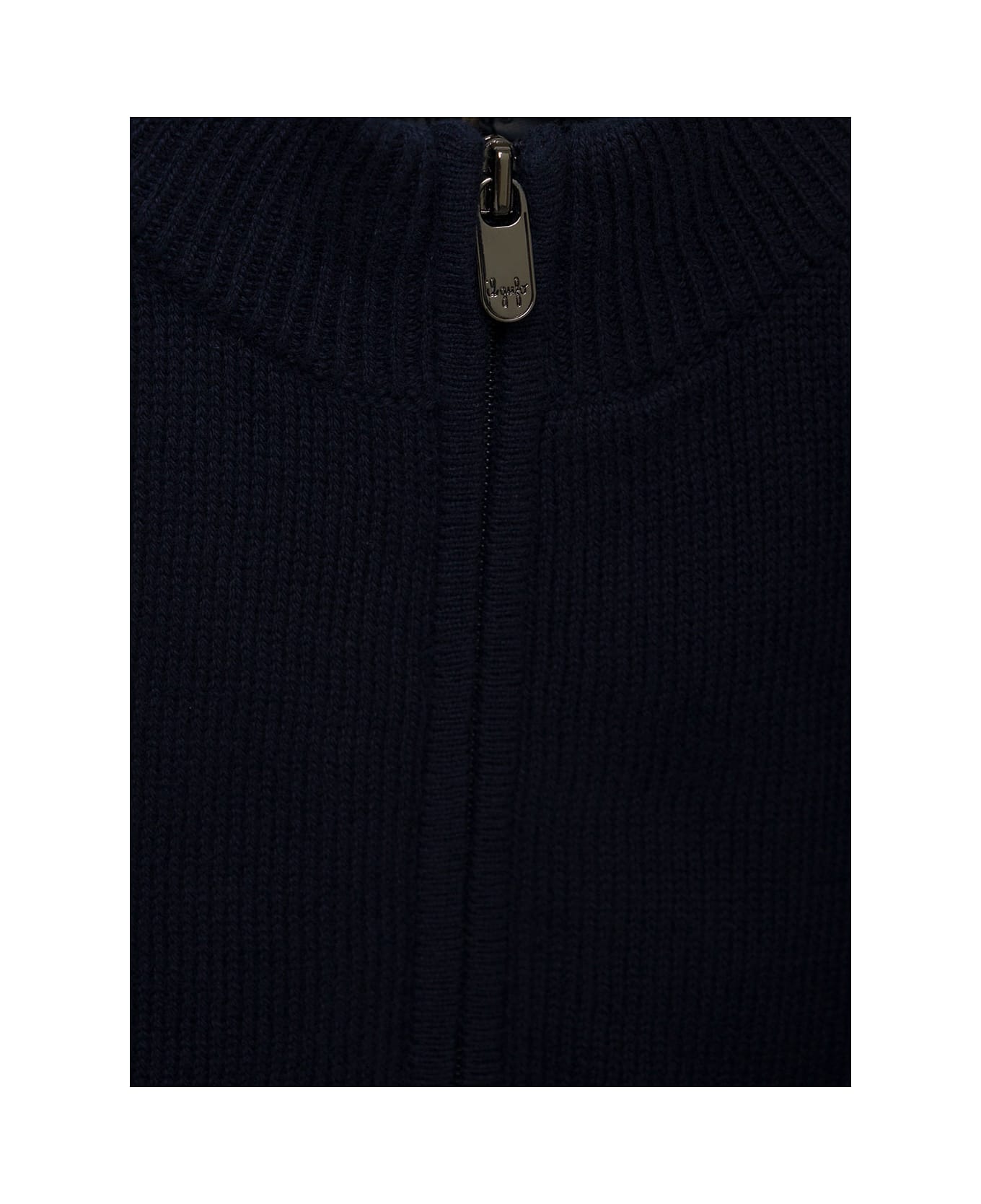 Il Gufo Blue Knit Zip-up Sweatshirt In Cotton Baby - Blu