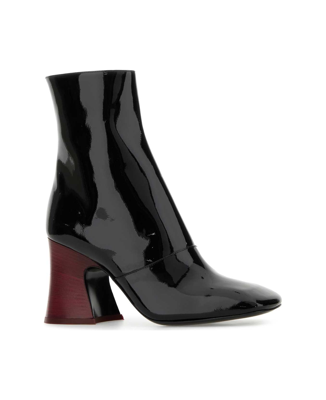Chloé Black Leather Janis Ankle Boots - BLACK