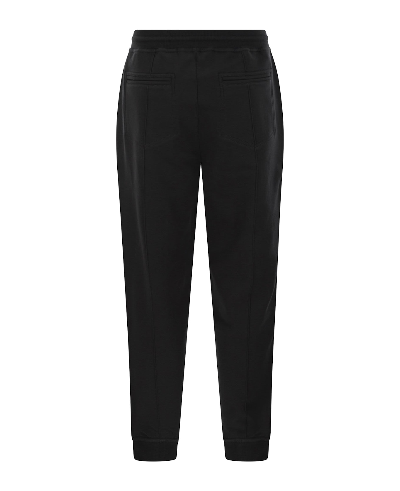 Brunello Cucinelli Techno Cotton Fleece Trousers With Zip On Stretch Bottom, Crete And Piping - Black