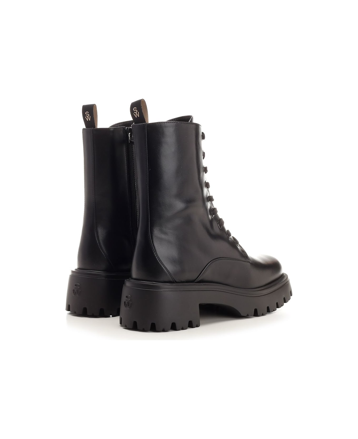 Stuart Weitzman "emerson" Leather Combat Boot - Black