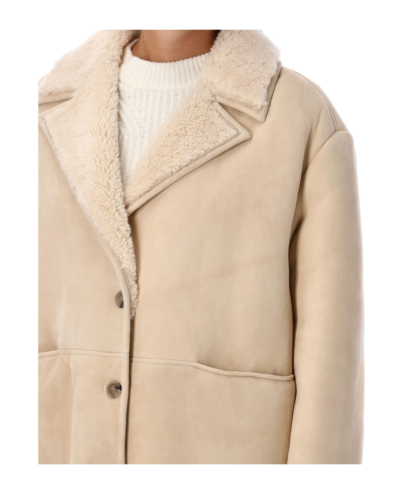 Loulou Studio Cirebo Shearling Coat - IVORY