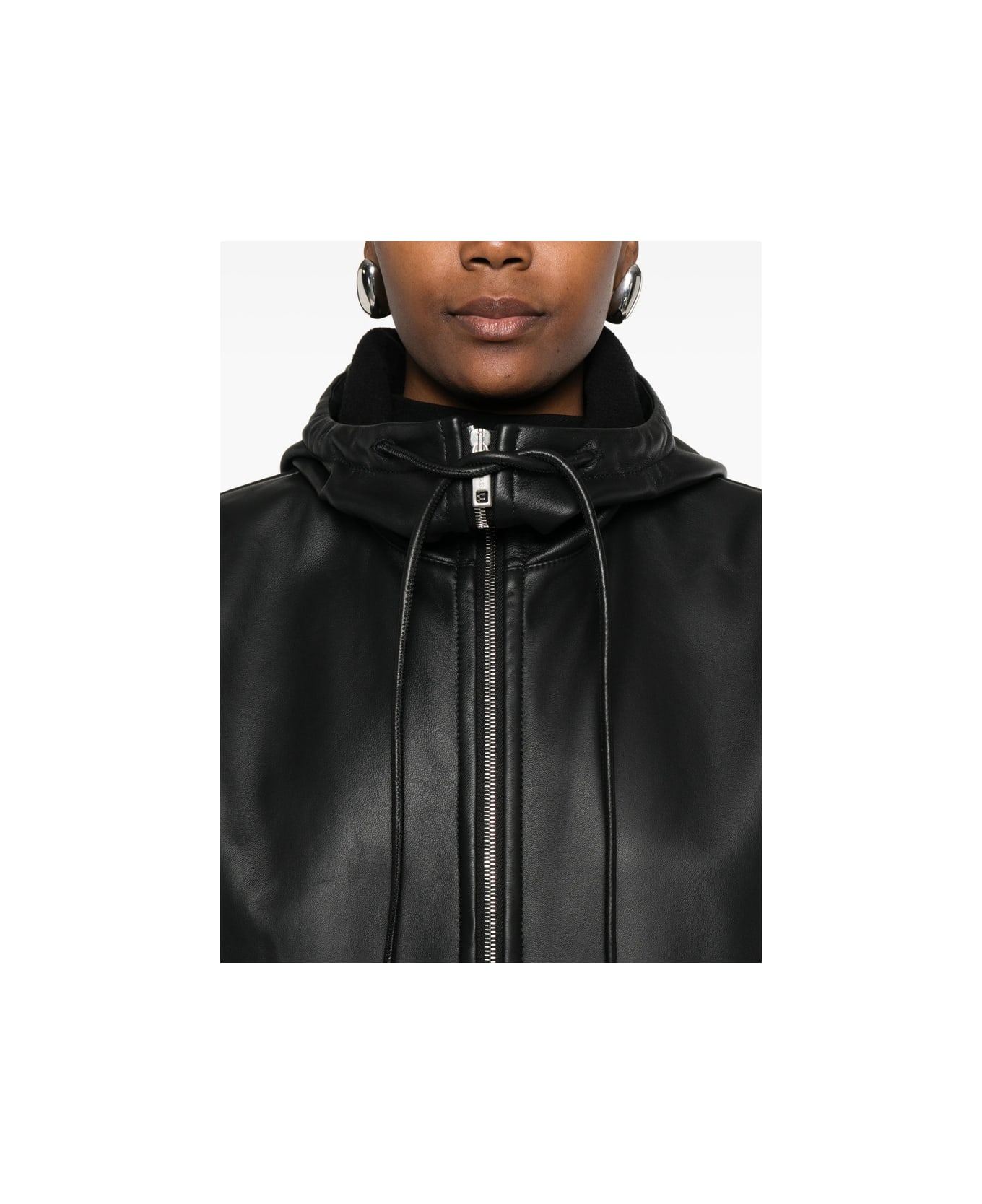 SportMax Leather Outerwear - BLACK