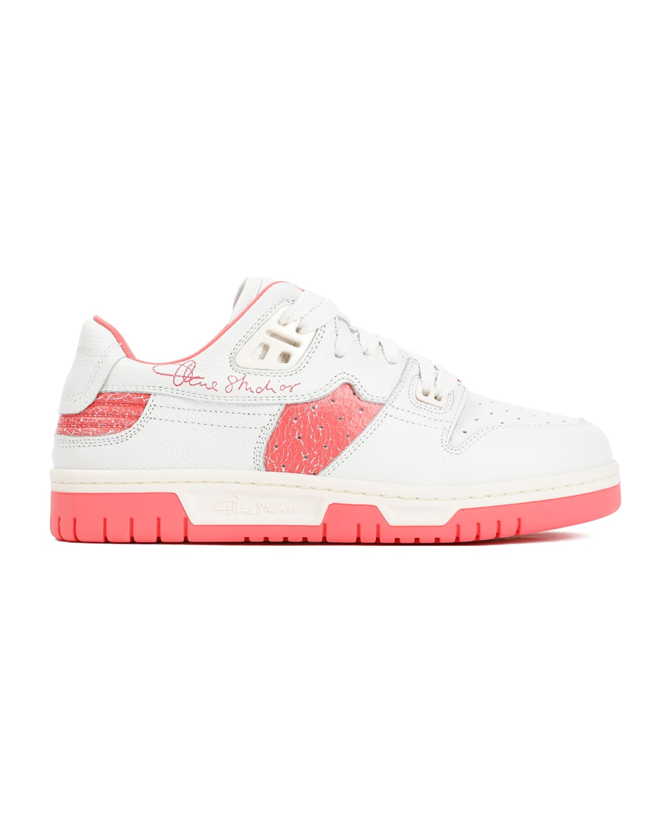 Acne Studios Low Top Leather Sneakers - Dna White Electric Pink