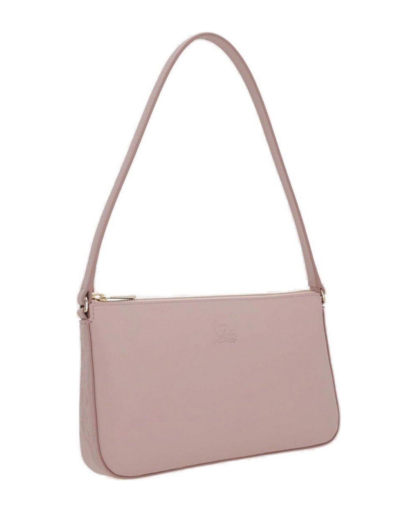 Christian Louboutin Logo Debossed Zip-up Shoulder Bag - Pink