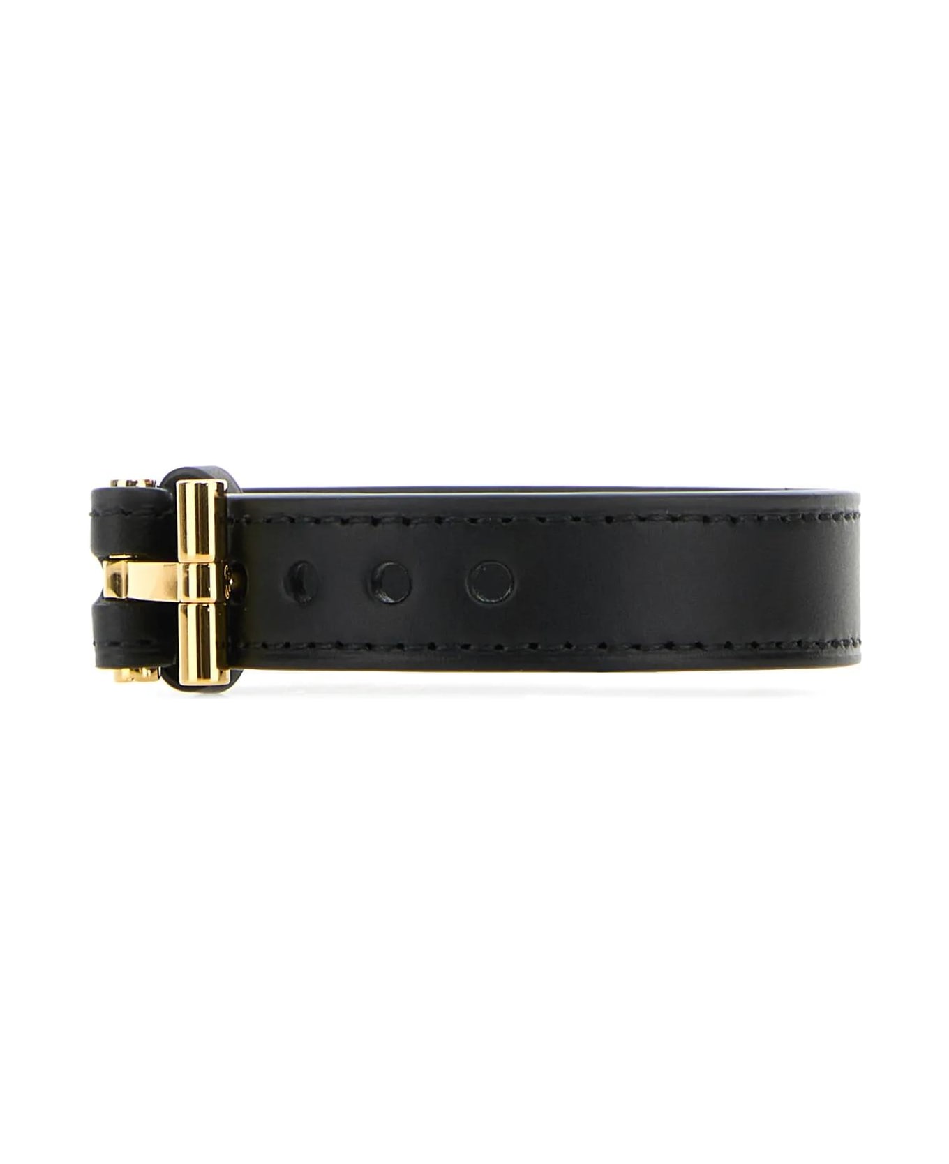 Tom Ford Black Leather T Bracelet - BLACK