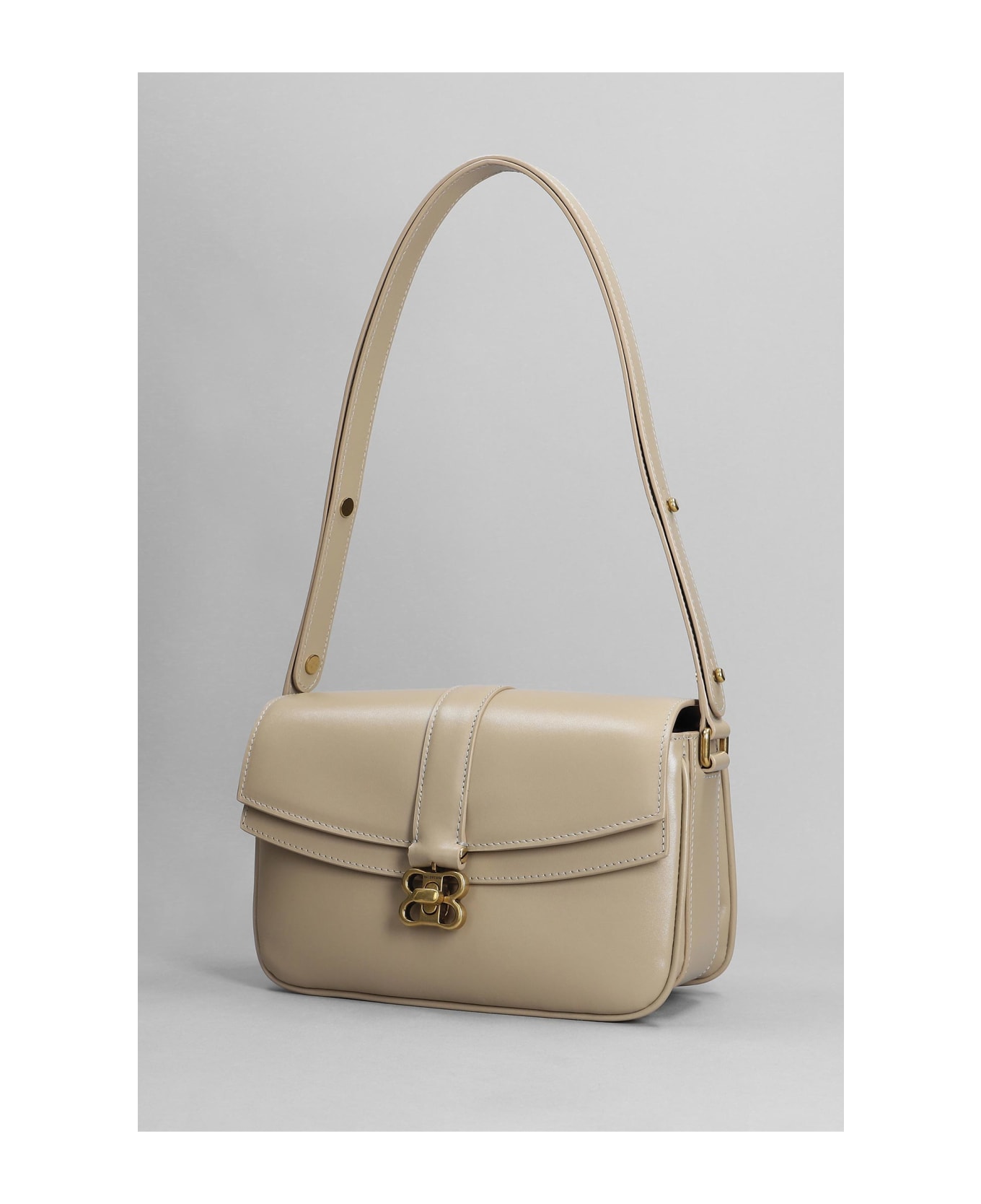 Balenciaga Lady Flap Shoulder Bag In Taupe Leather - taupe