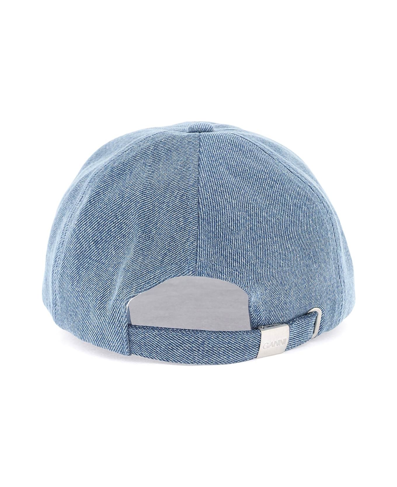 Ganni Light Blue Cotton Hat - DENIM (White)