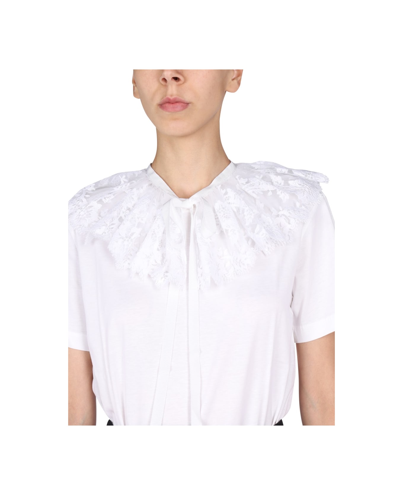 Patou Lace Embroidery T-shirt - WHITE ブラウス