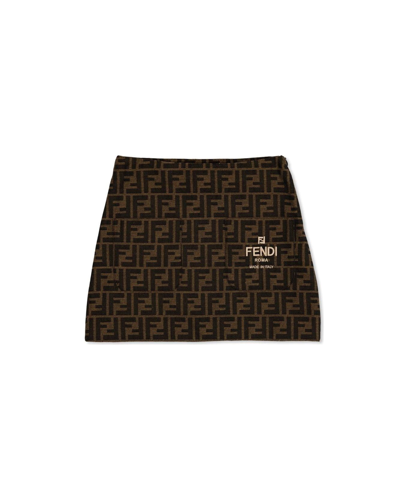 Fendi Roma Embroidered Skirt - Marrone