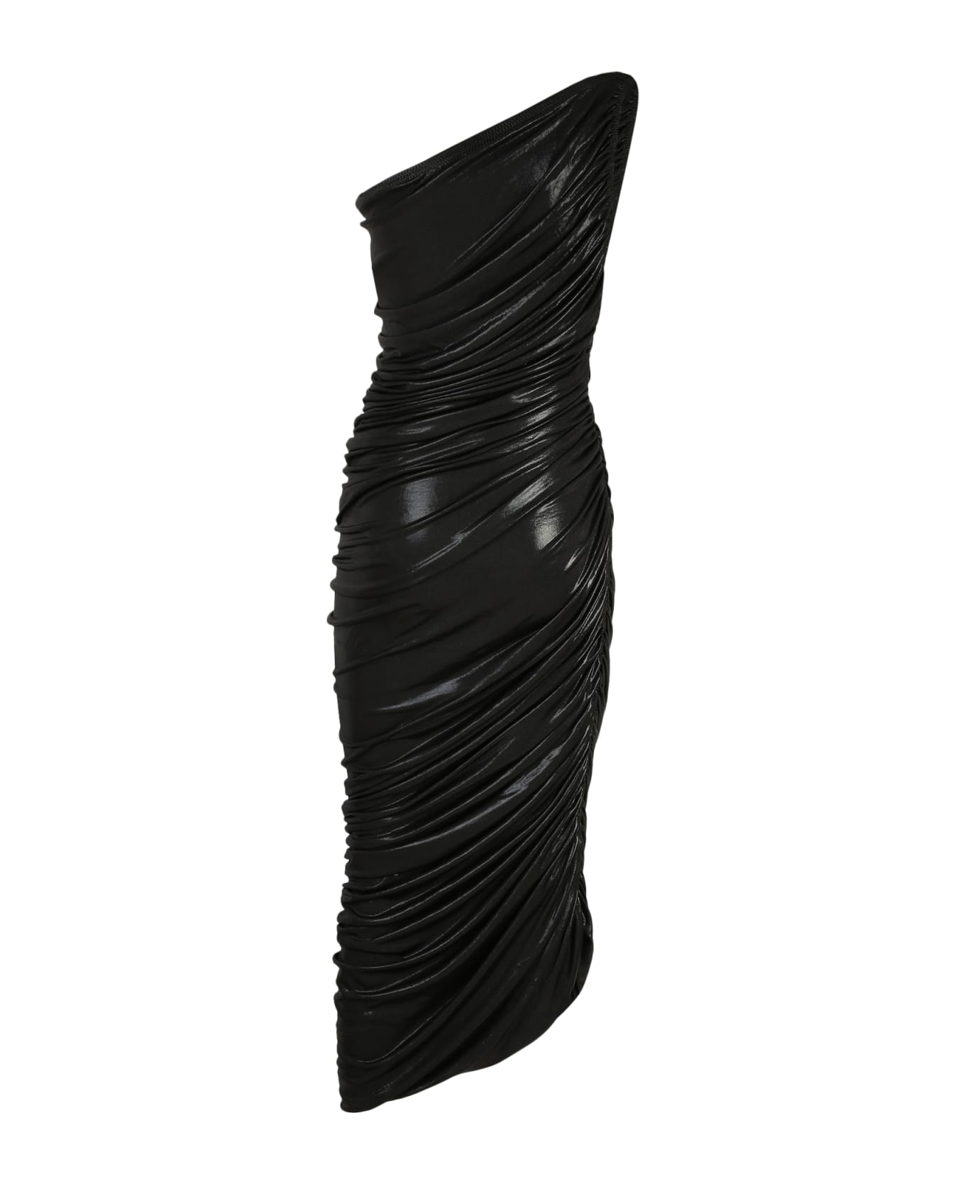 Norma Kamali One-shoulder Dress With Ruched Black - Black ワンピース＆ドレス