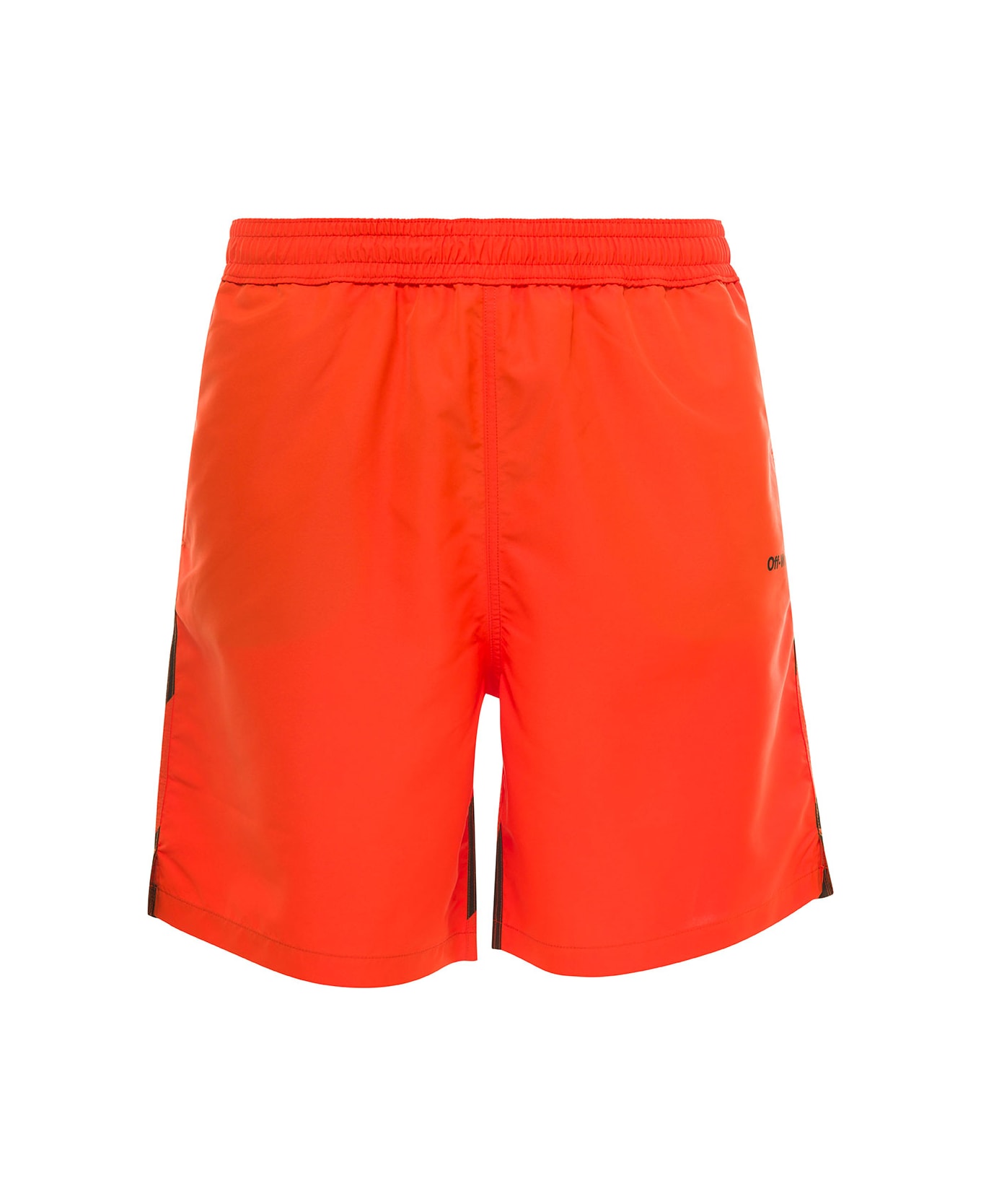 Off-White Orange Swim Trunks With Diag Print At The Back In Polyester Man - Orange 水着