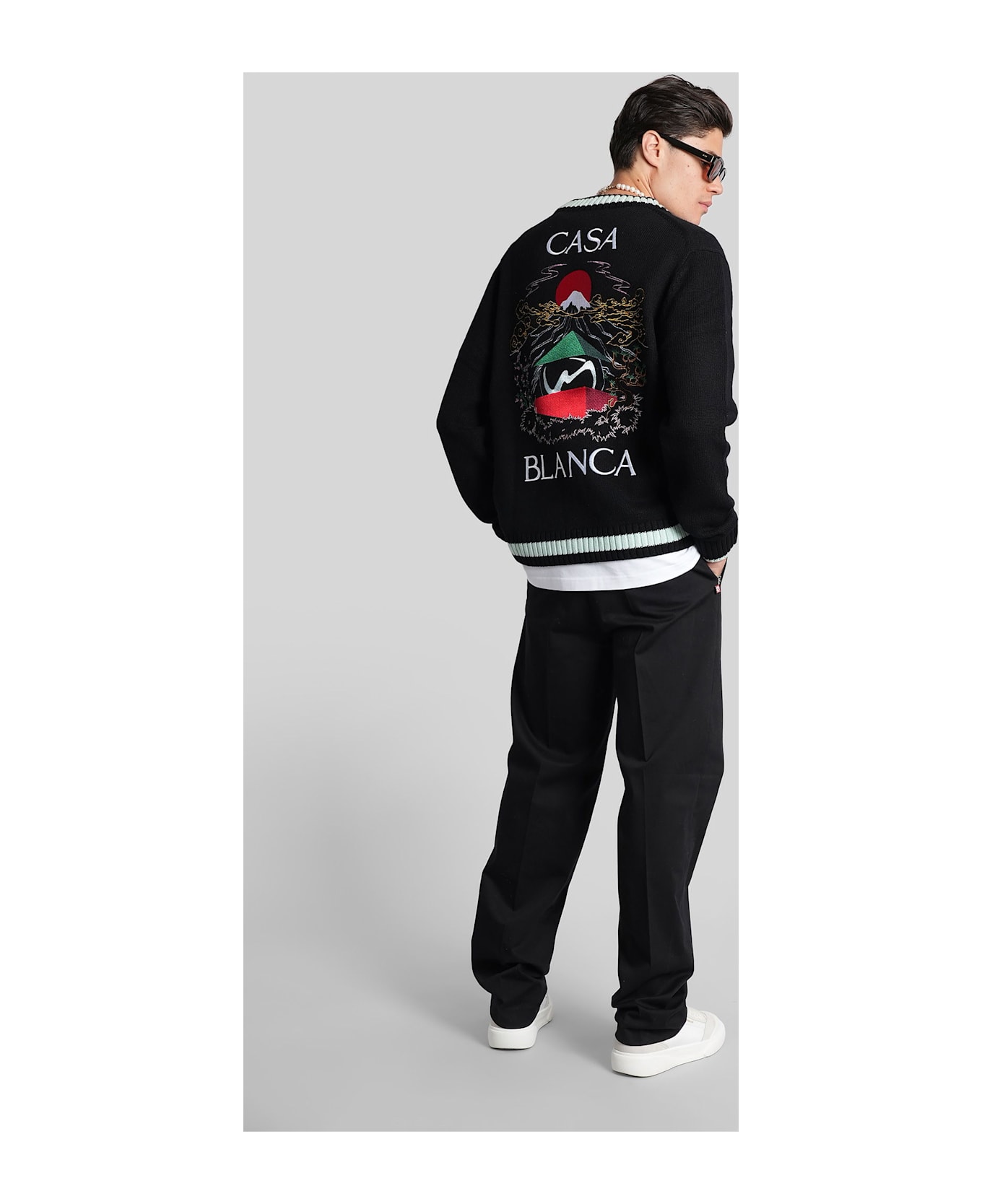 Casablanca Cardigan In Black Wool - BLACK