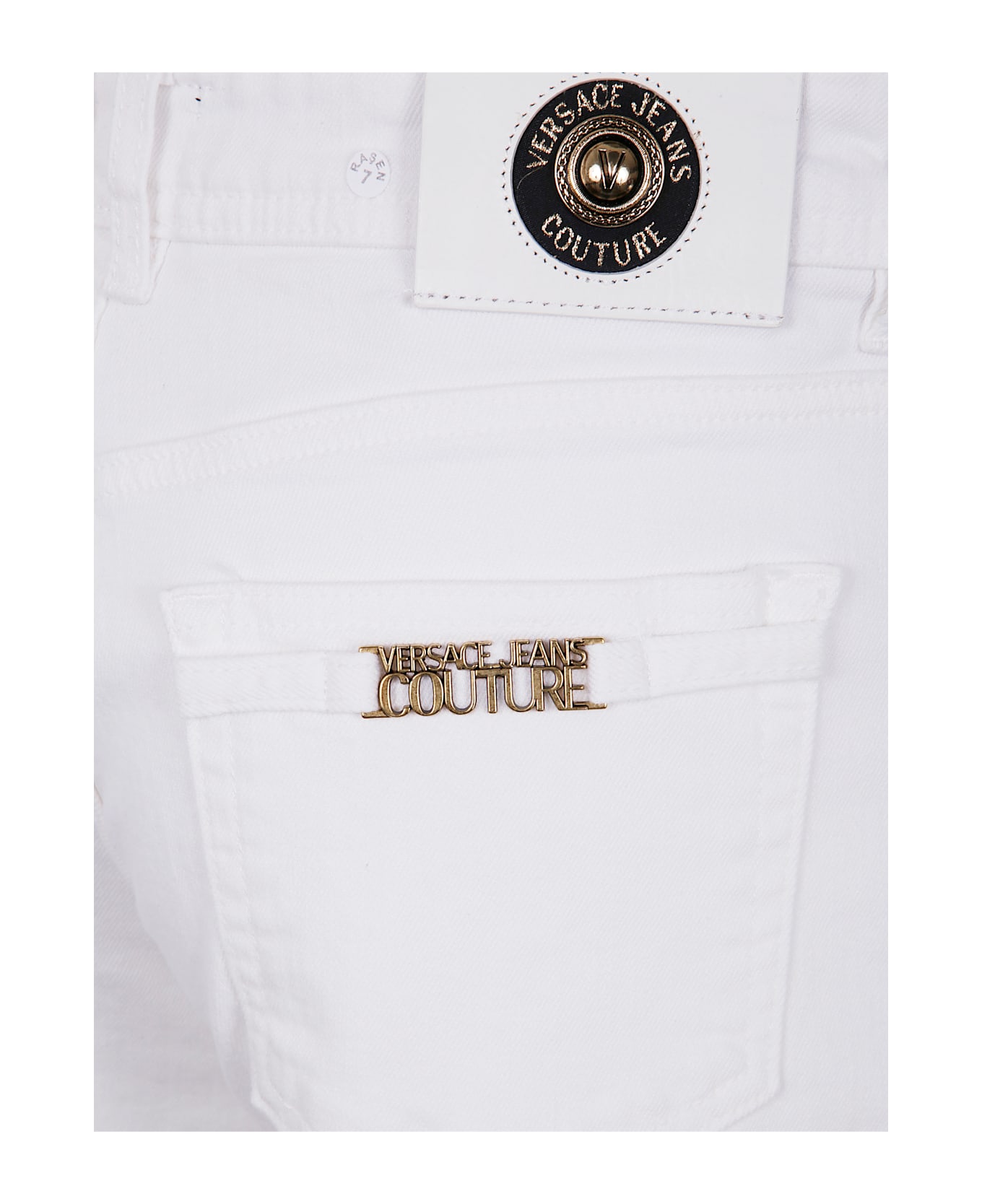 Versace Jeans Couture 5 Pockets Bull Stretch Slim Wide Leg - White