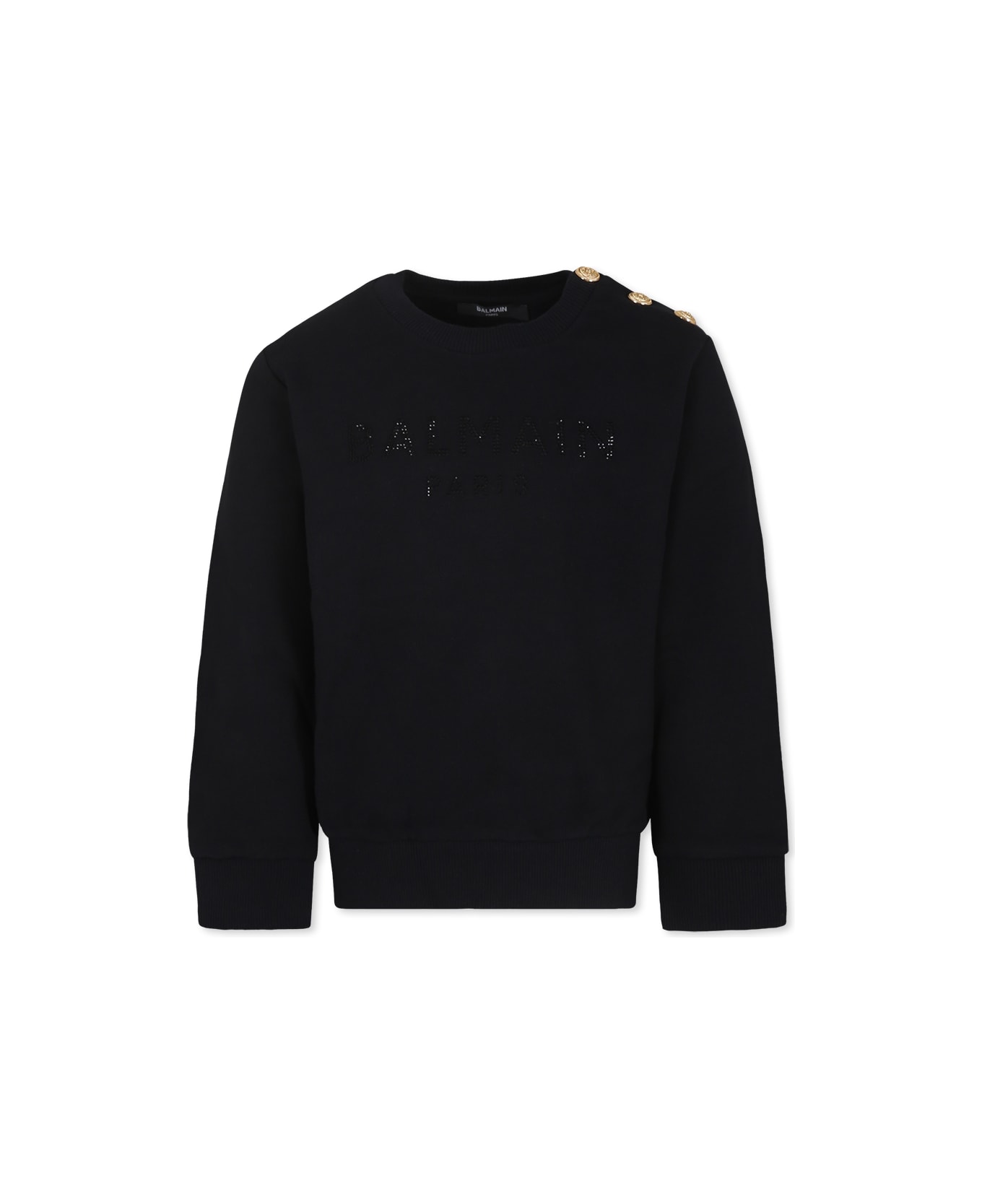 Balmain Black Sweatshirt For Girl With Logo - Black