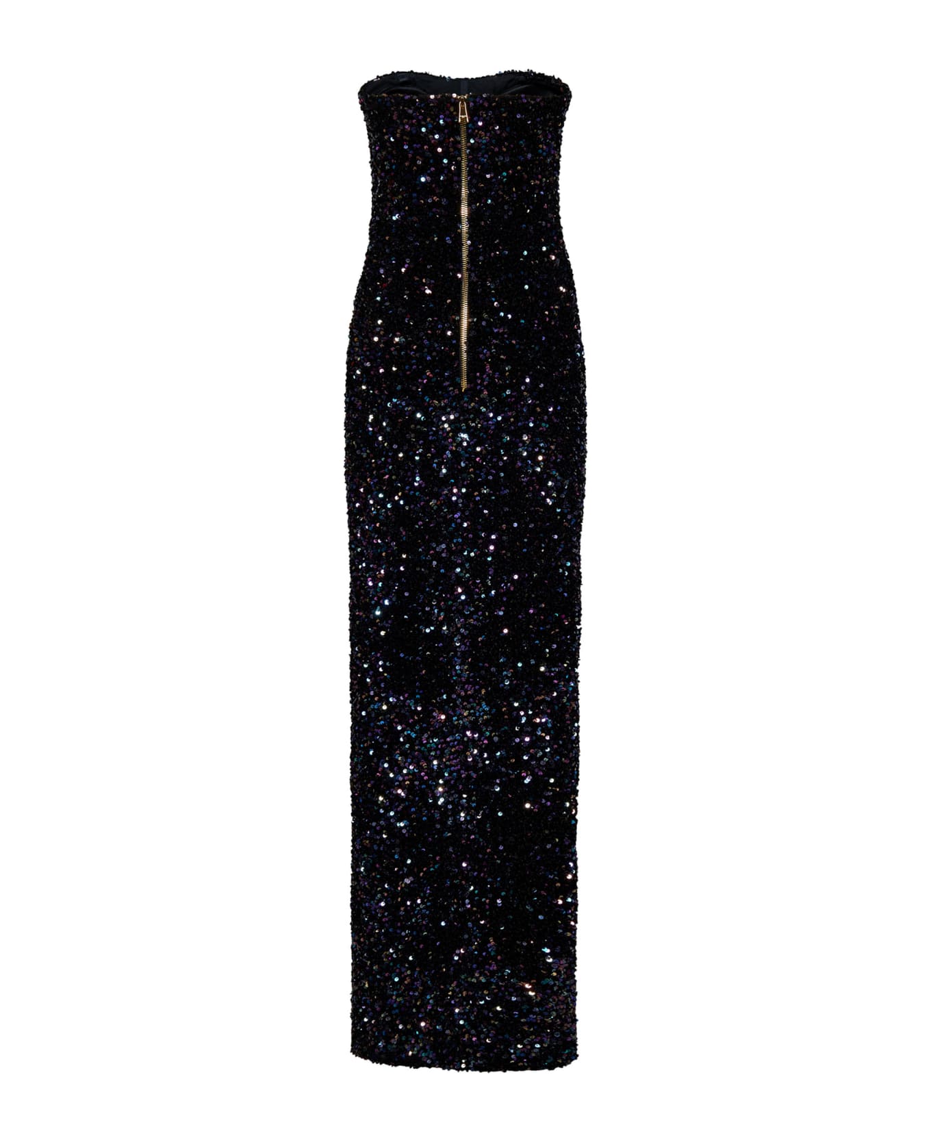 Balmain Bustier Glitter Slit Long Dress - Ck Noir Irise
