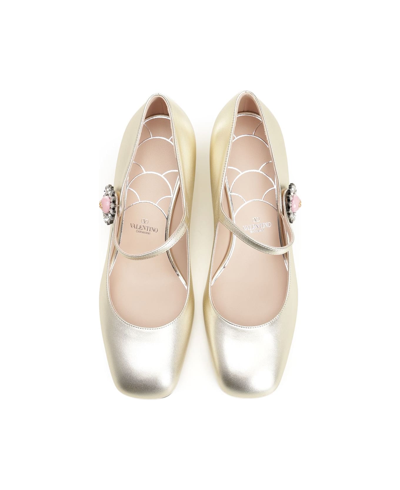 Valentino Garavani Mary Jane | Valentino Garavani Preshoes | T. 55 | Nappa Laminata/a.silver Strass Daisy Jew - PINK