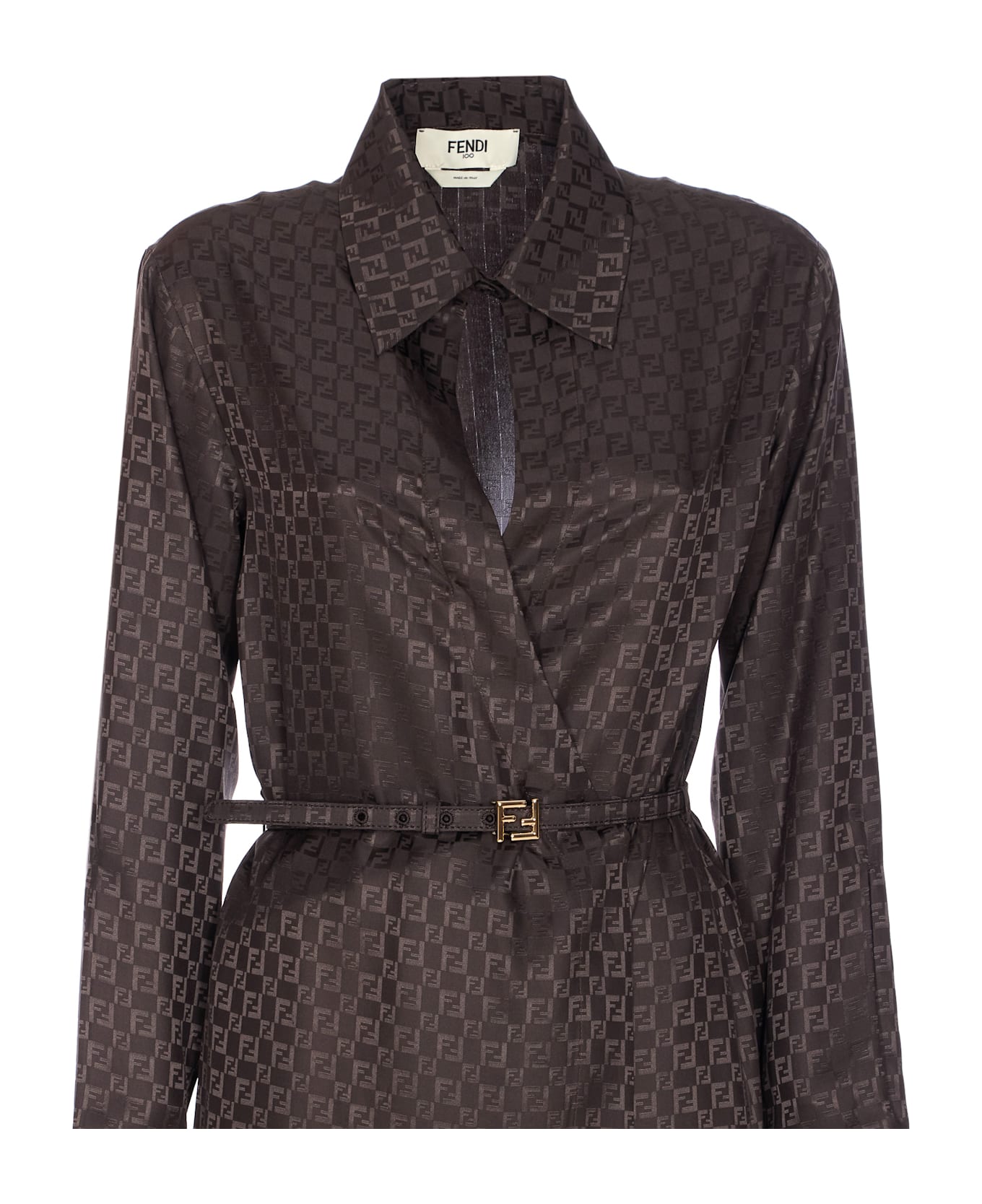 Fendi Midi Ff Motif Chemisier Dress