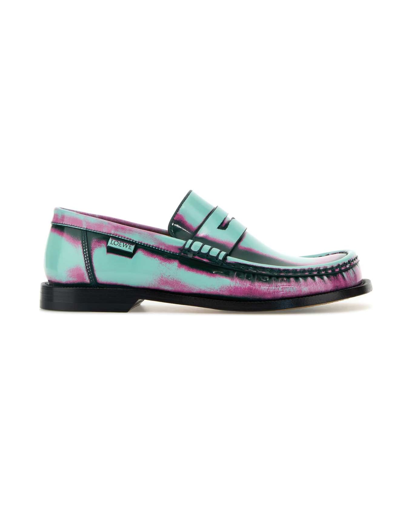 Loewe Multicolor Leather Campo Loafers - MINTPINKFORESTGREEN