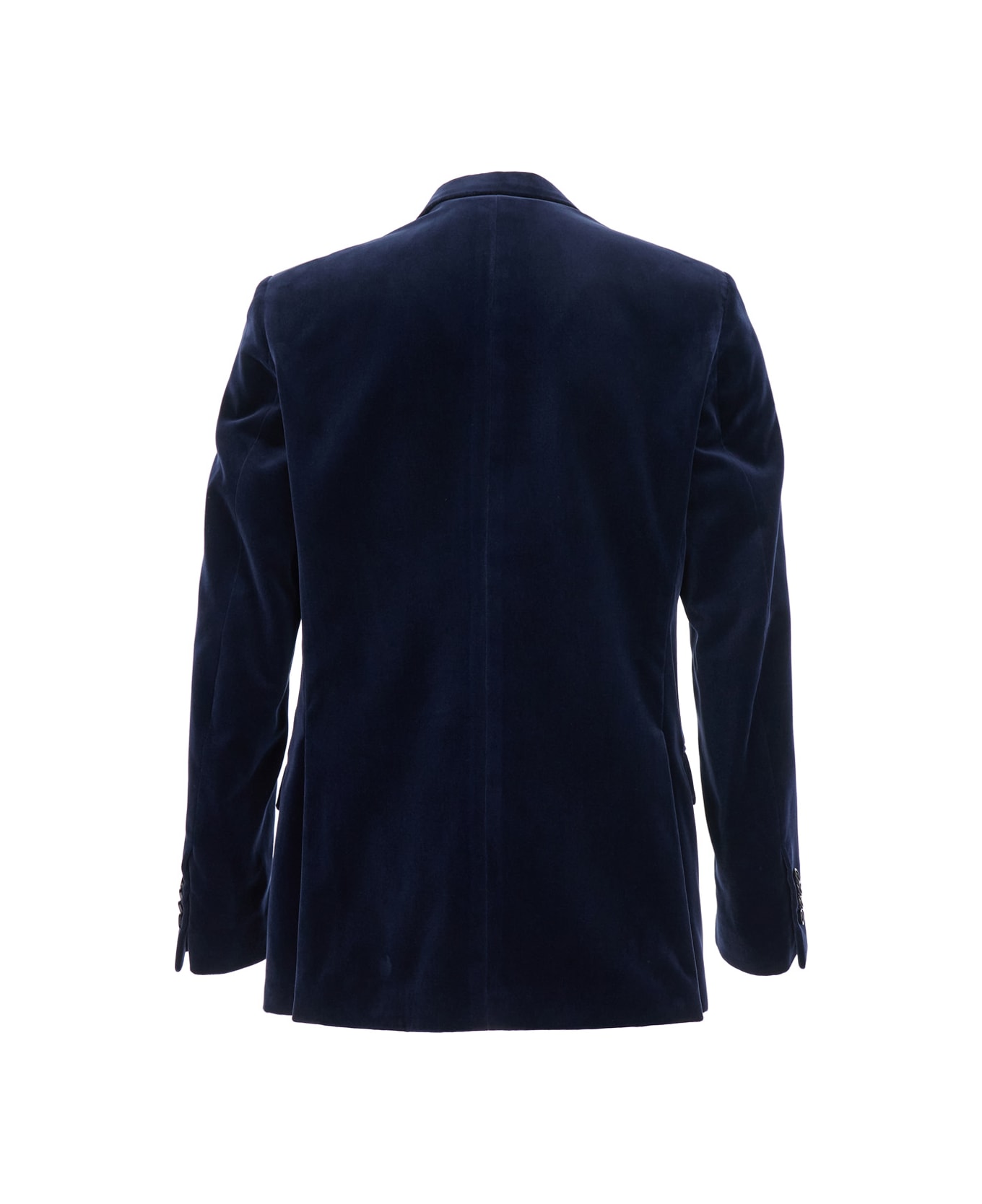 Lardini Blue Single-breasted Jacket With Pointed Lapels In Velvet Man - Blu