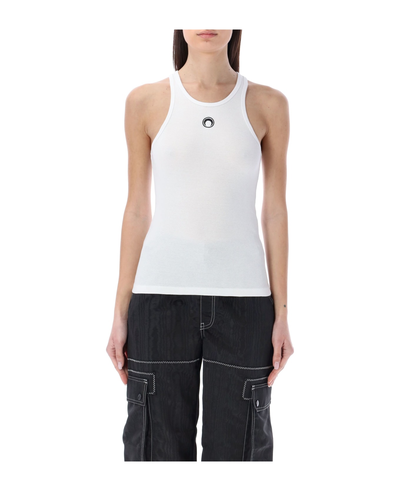Marine Serre Organic Cotton Fitted Tank Top - Whitw